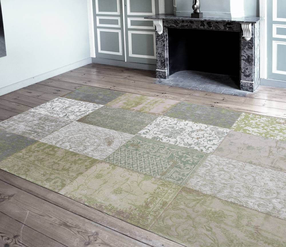 Vintage Patchwork Style Rug Pale Pistachio | Size: 140 x 200 cm