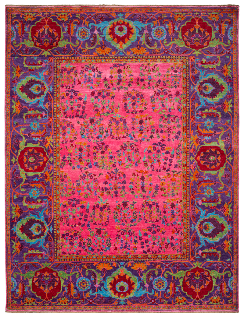 Hand-Knotted Wool / Silk Designer Rug