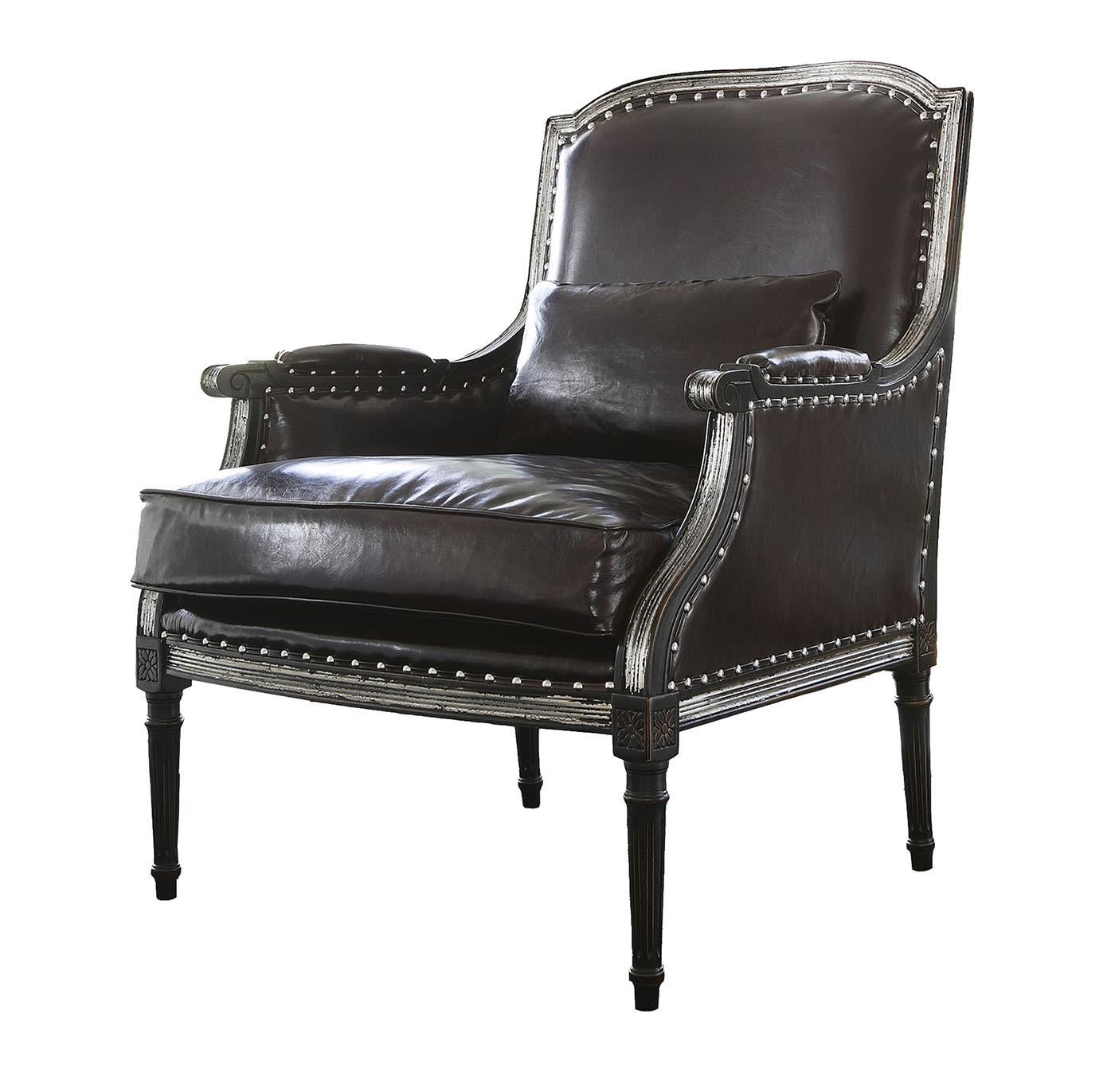 Handcrafted Black Leather Lounge Chair