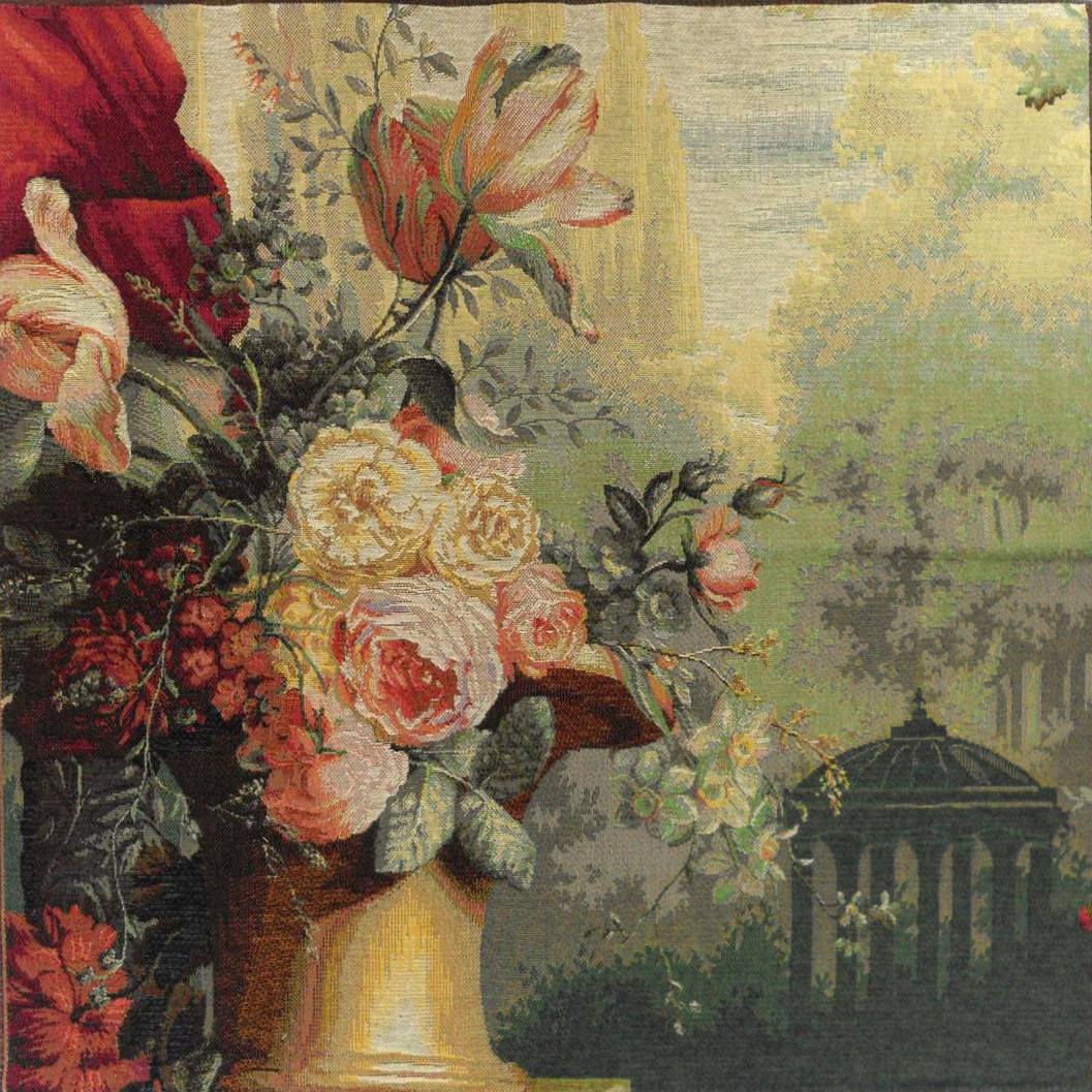 Kiosk and Flowers Handwoven Tapestry