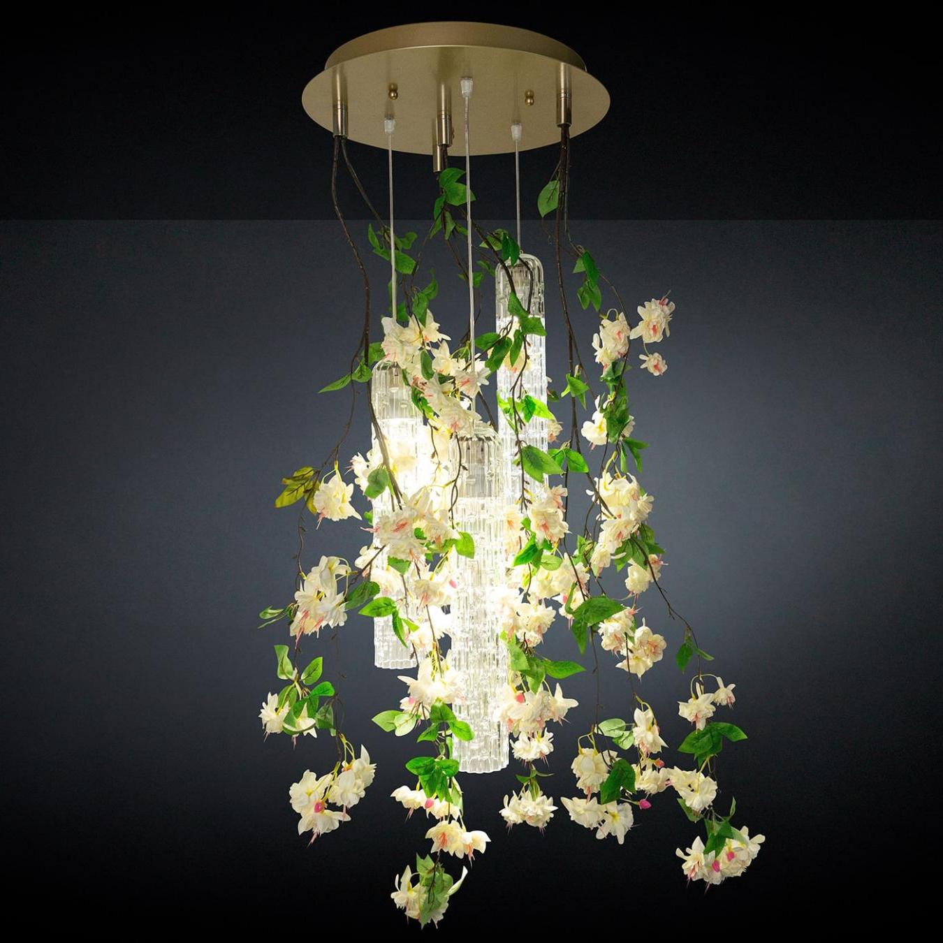 White Cascade Small Handcrafted Chandelier