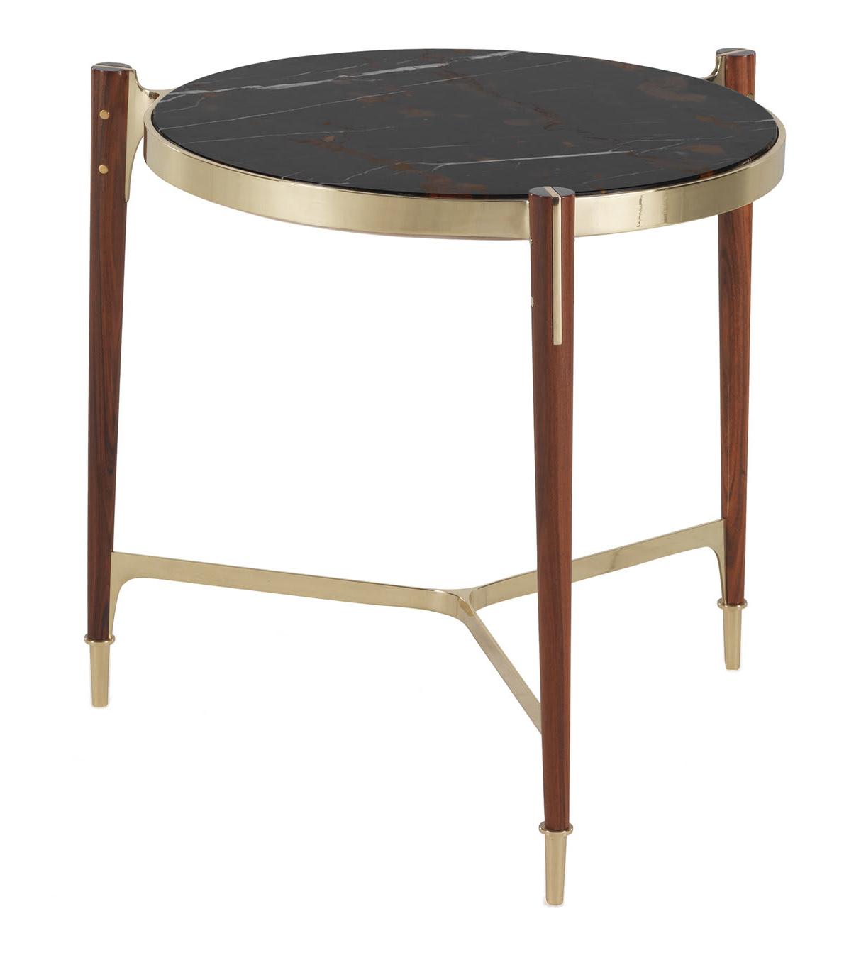 Rosewood and Gold Handcrafted Side Table