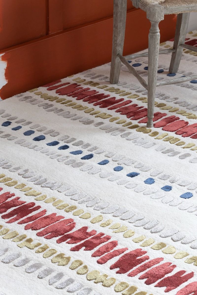 Designer Striped Russet Luxury Rug