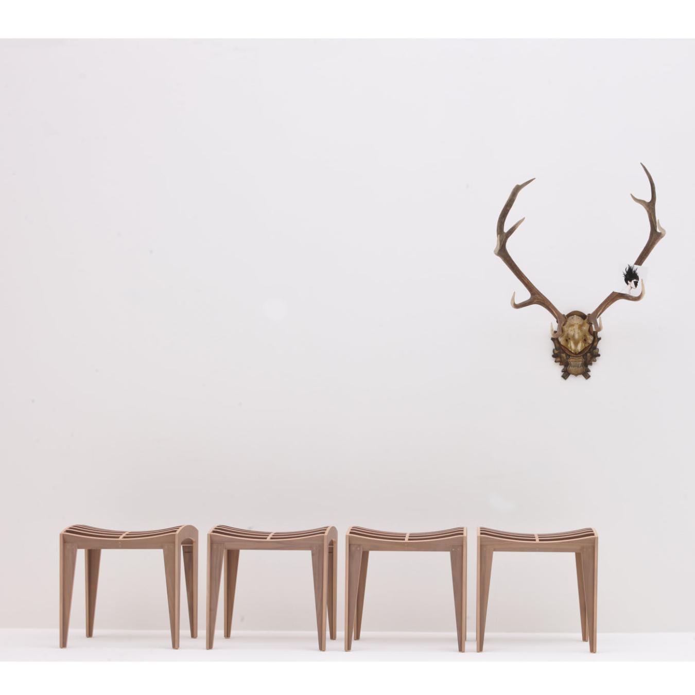 Zero Walnut Italian Wooden Stool