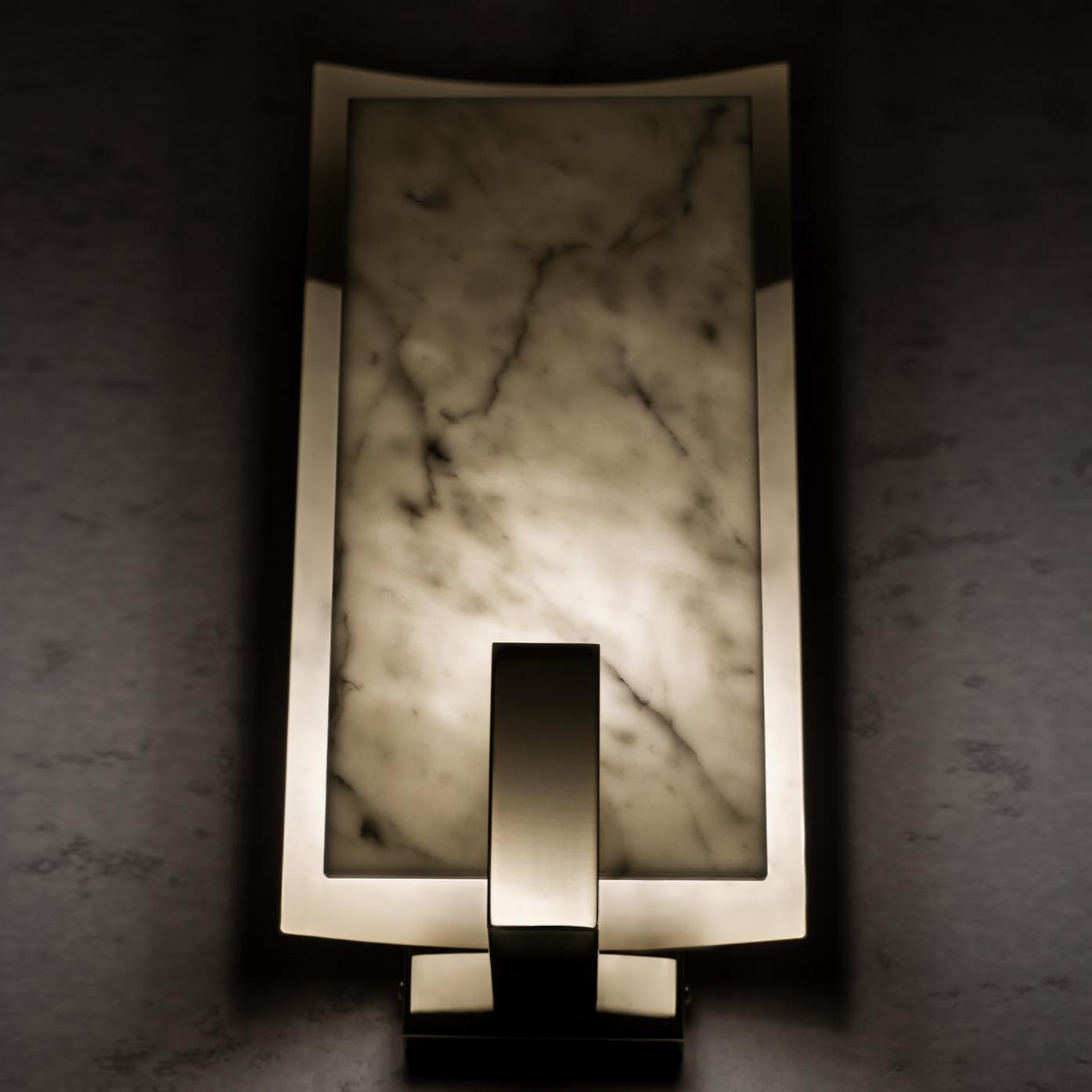 Brass & Carrara Marble Wall Sconce