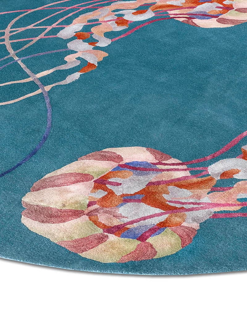 Jellyfish Round Handmade Luxury Rug