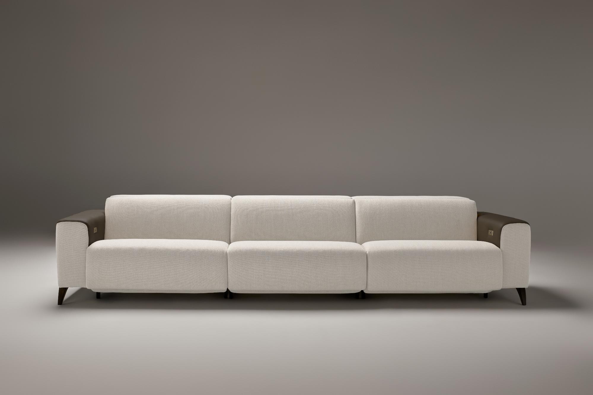 Atlanta Black & White 3-Seater Reclining Sofa