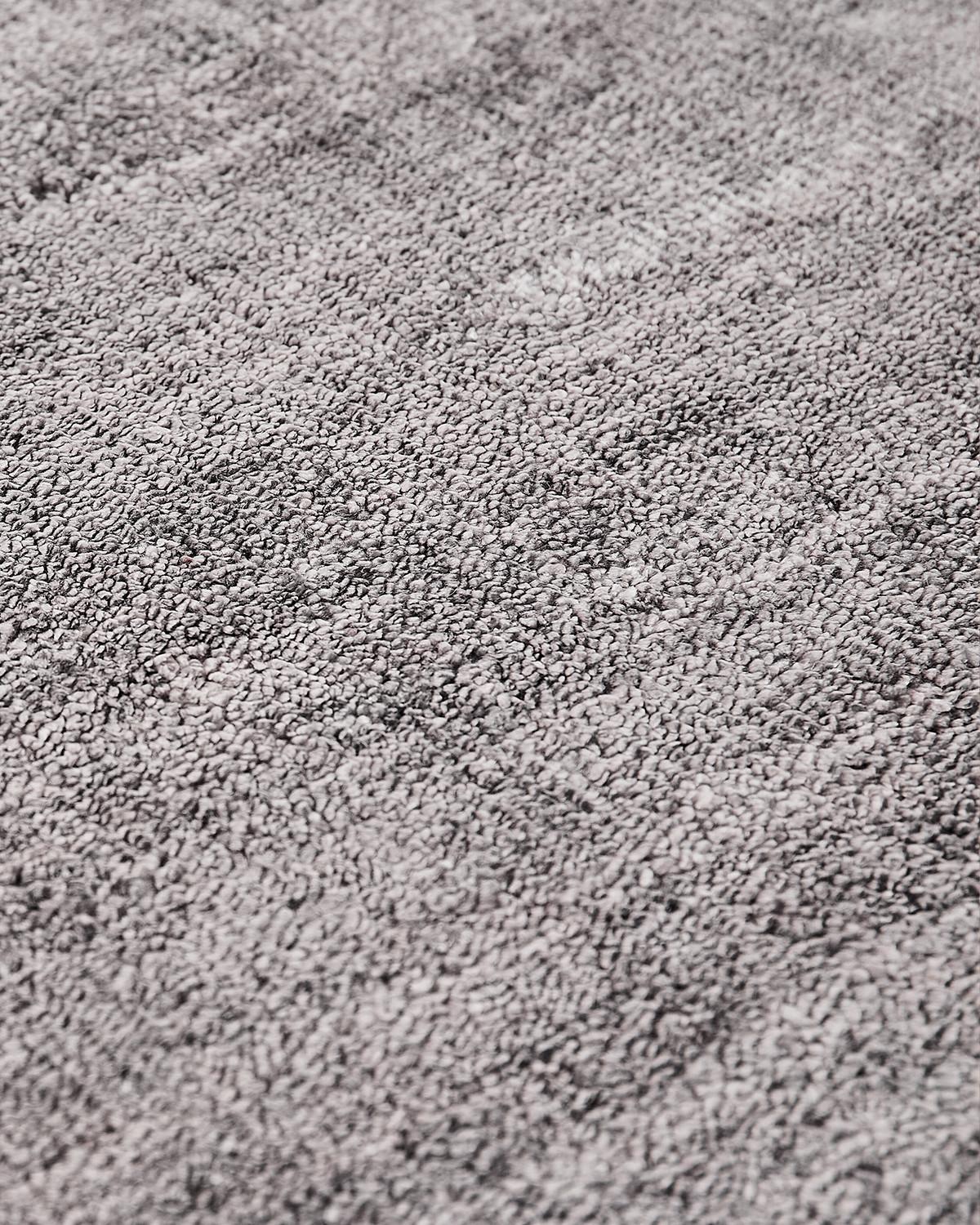 Handwoven Round Silver Silk Rug