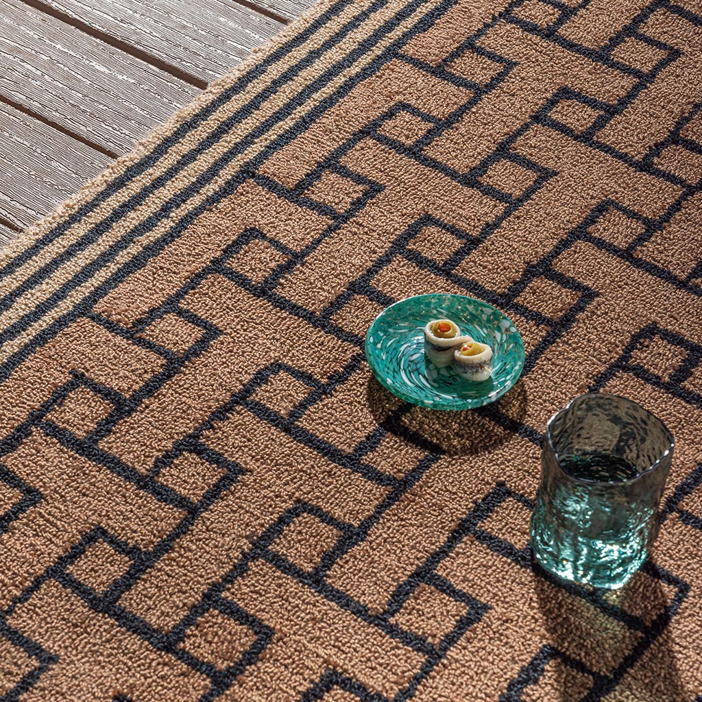 Monogram Brown Rug For Outdoor Use