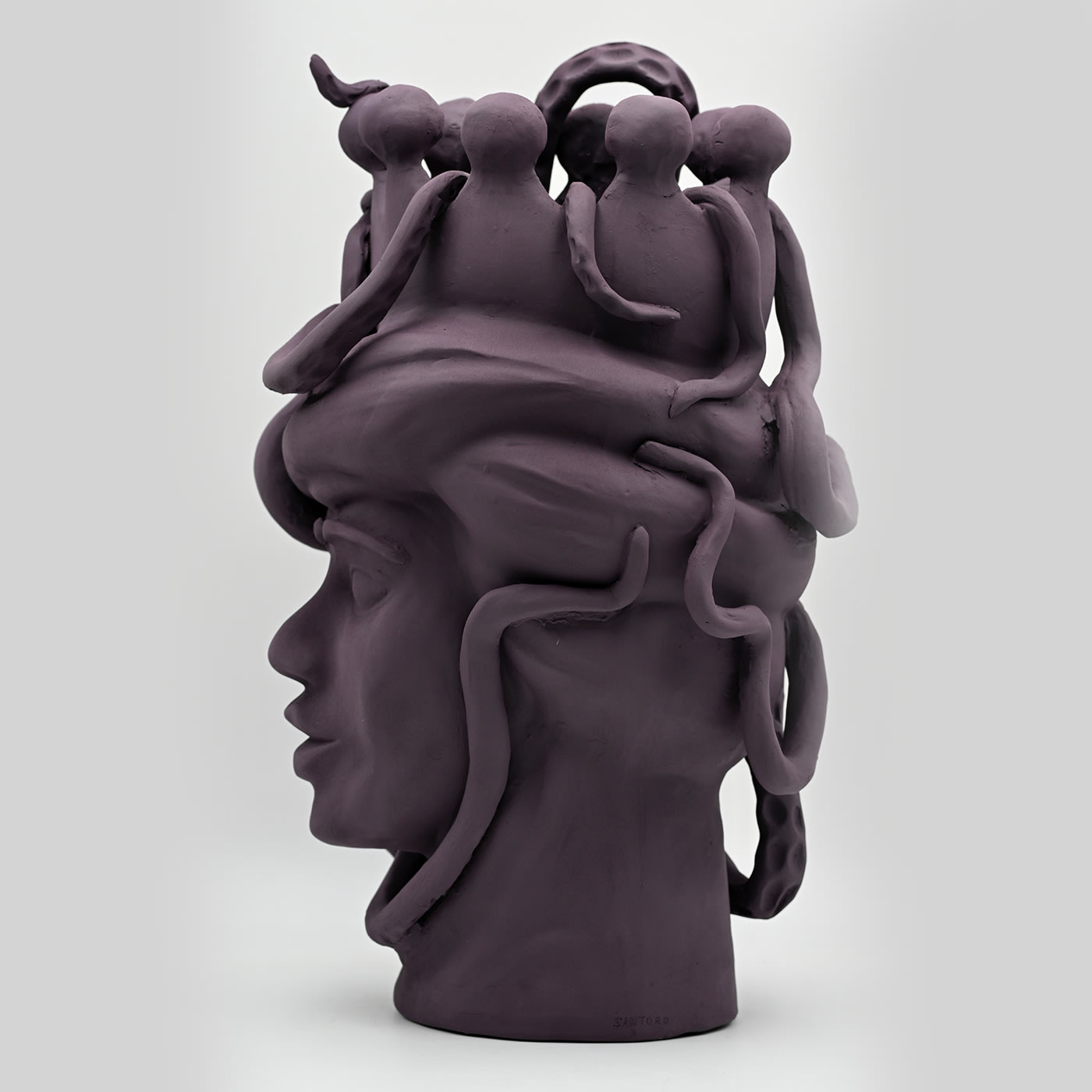 Handmade Moor's Head Sculpture in Brown