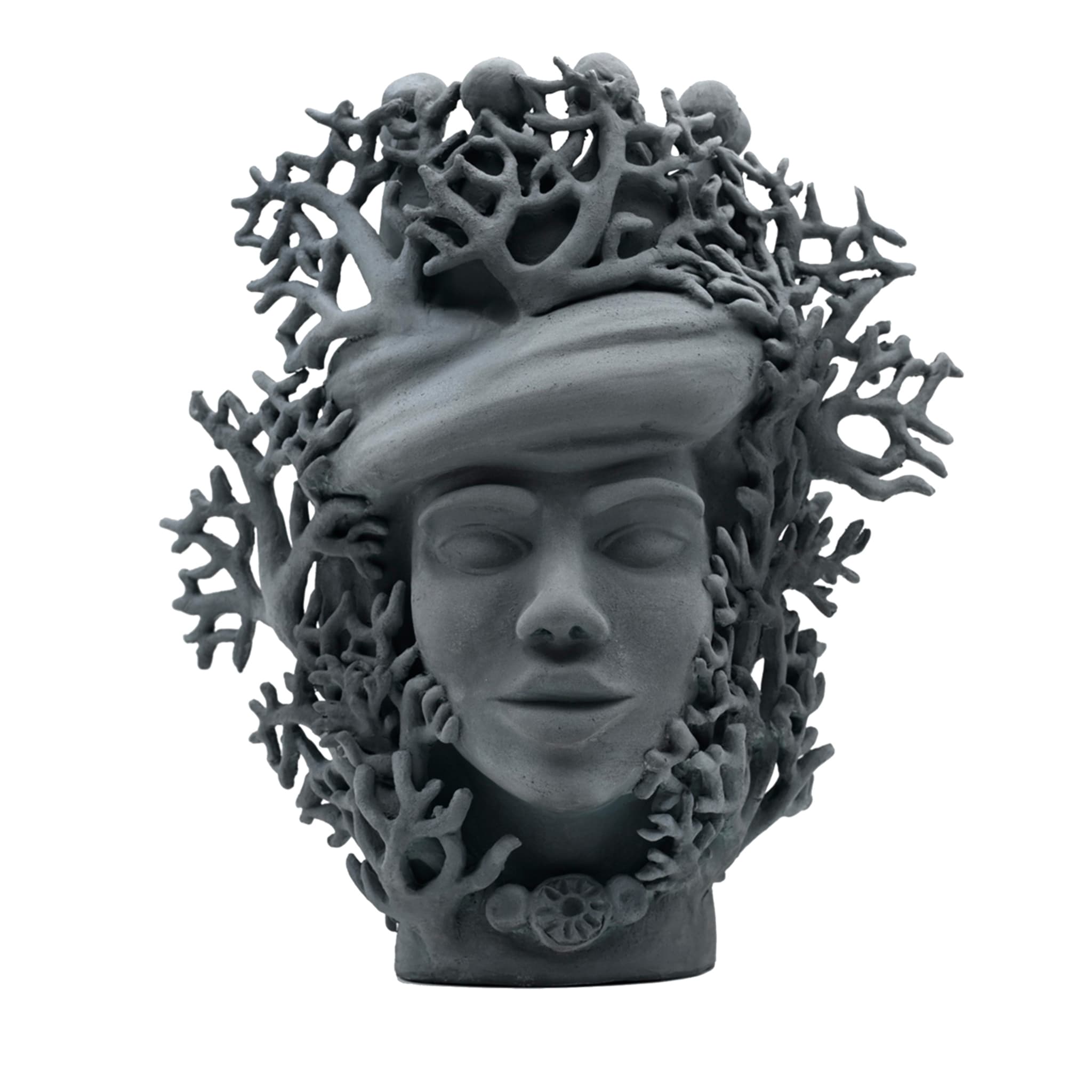 Vibrant Coral Moor's Head Sculpture