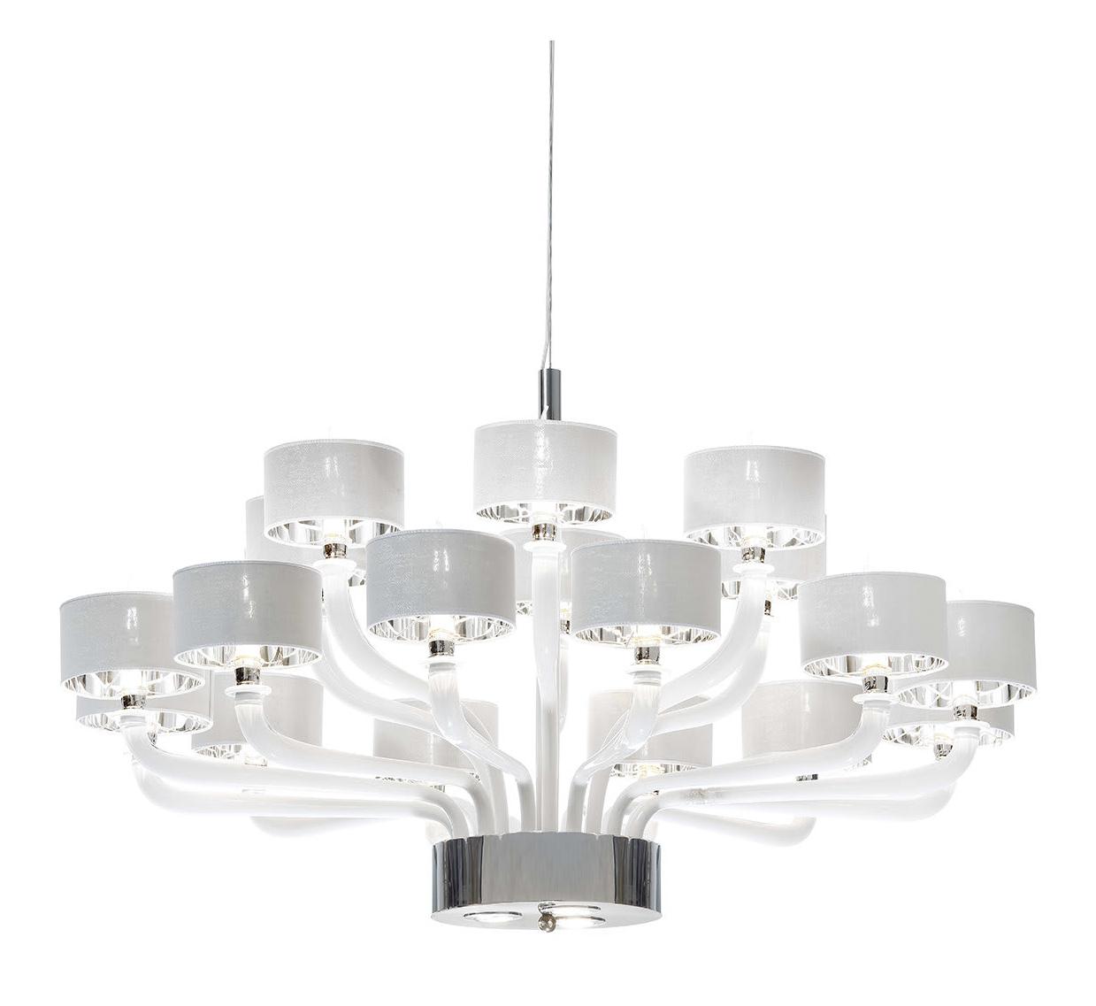Murano White Glass Nickel Chandelier
