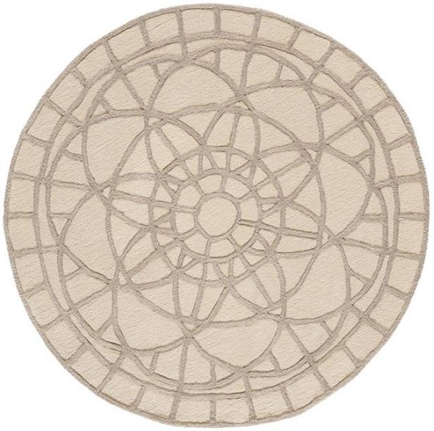 White Roudn Handwoven Rug Ø130 cm