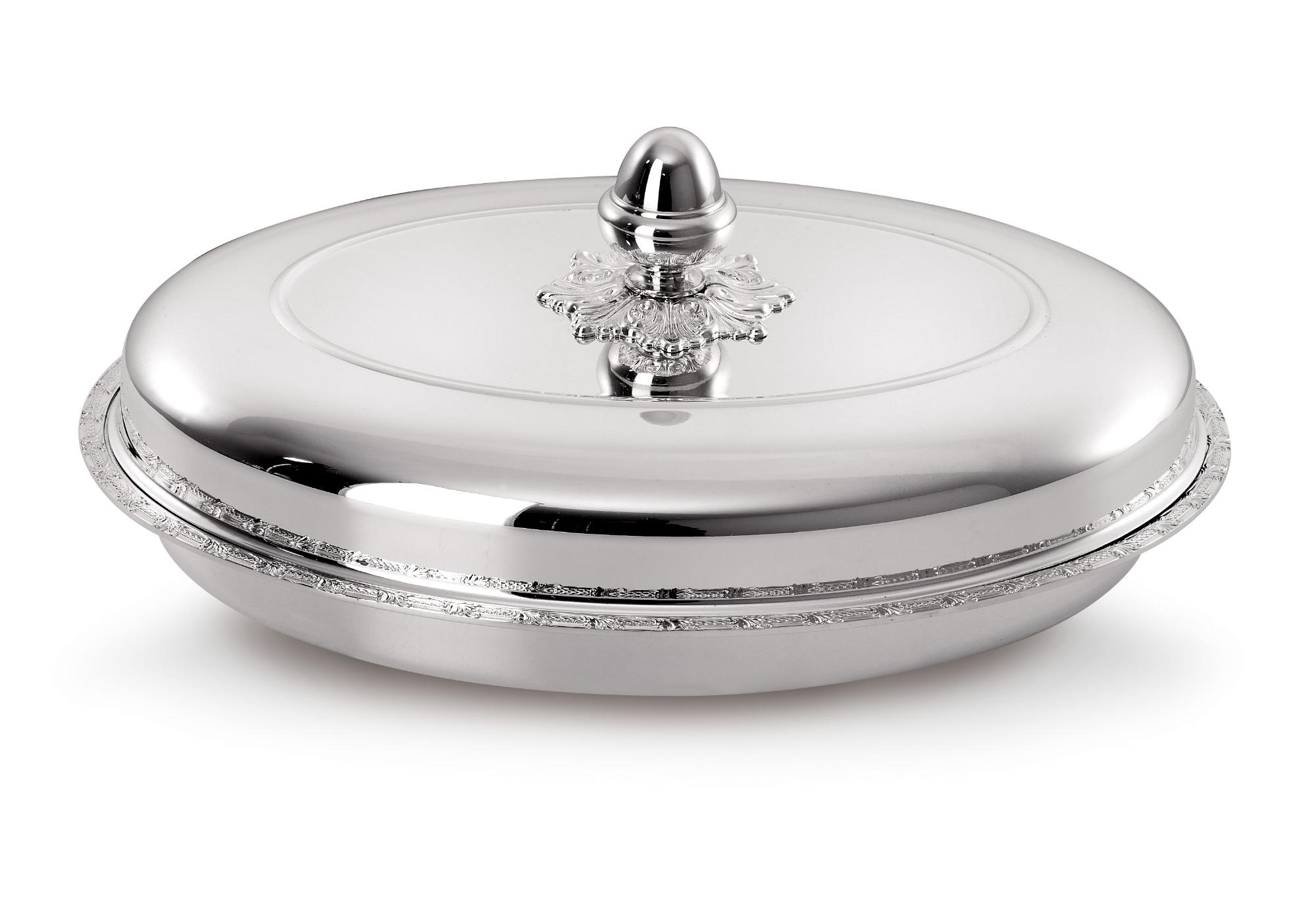 Silver-Plated Oval Vegetable Dish With Lid