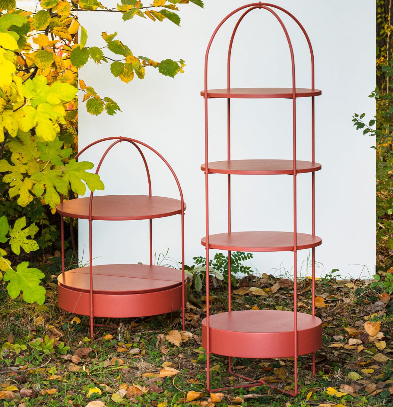 Red Lacquered Storage Shelf