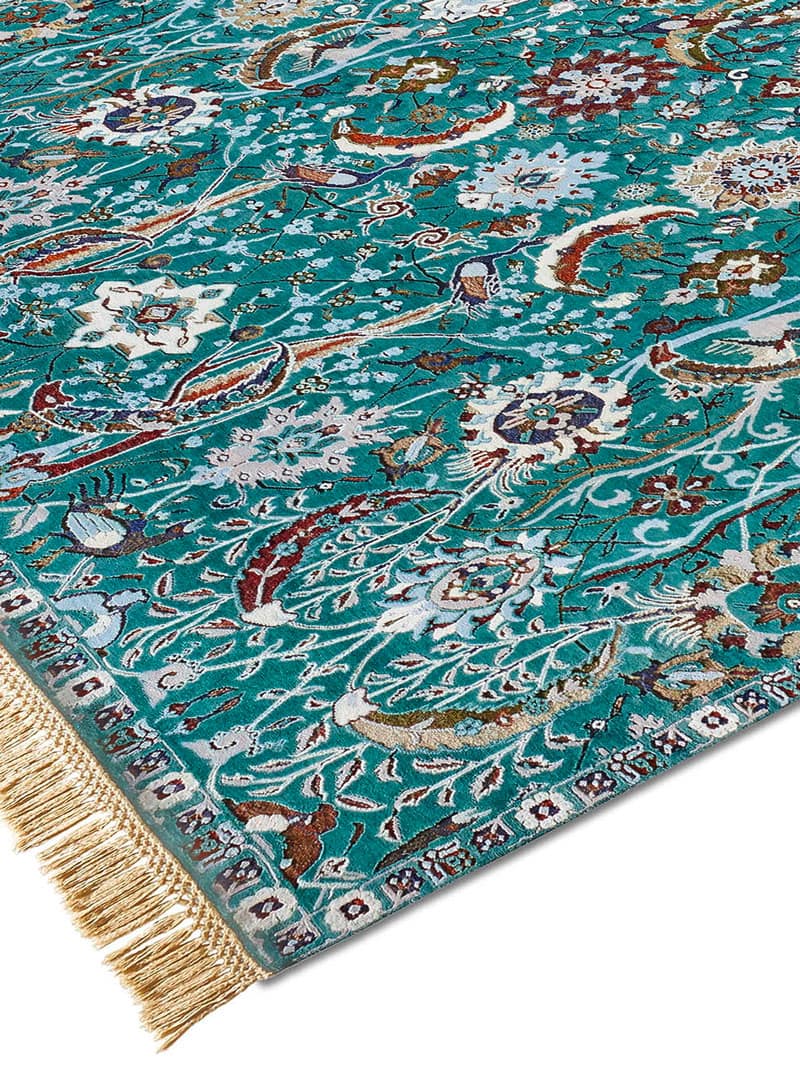 Kerman Green Wool & Silk Rug | Size: 305 x 427 cm
