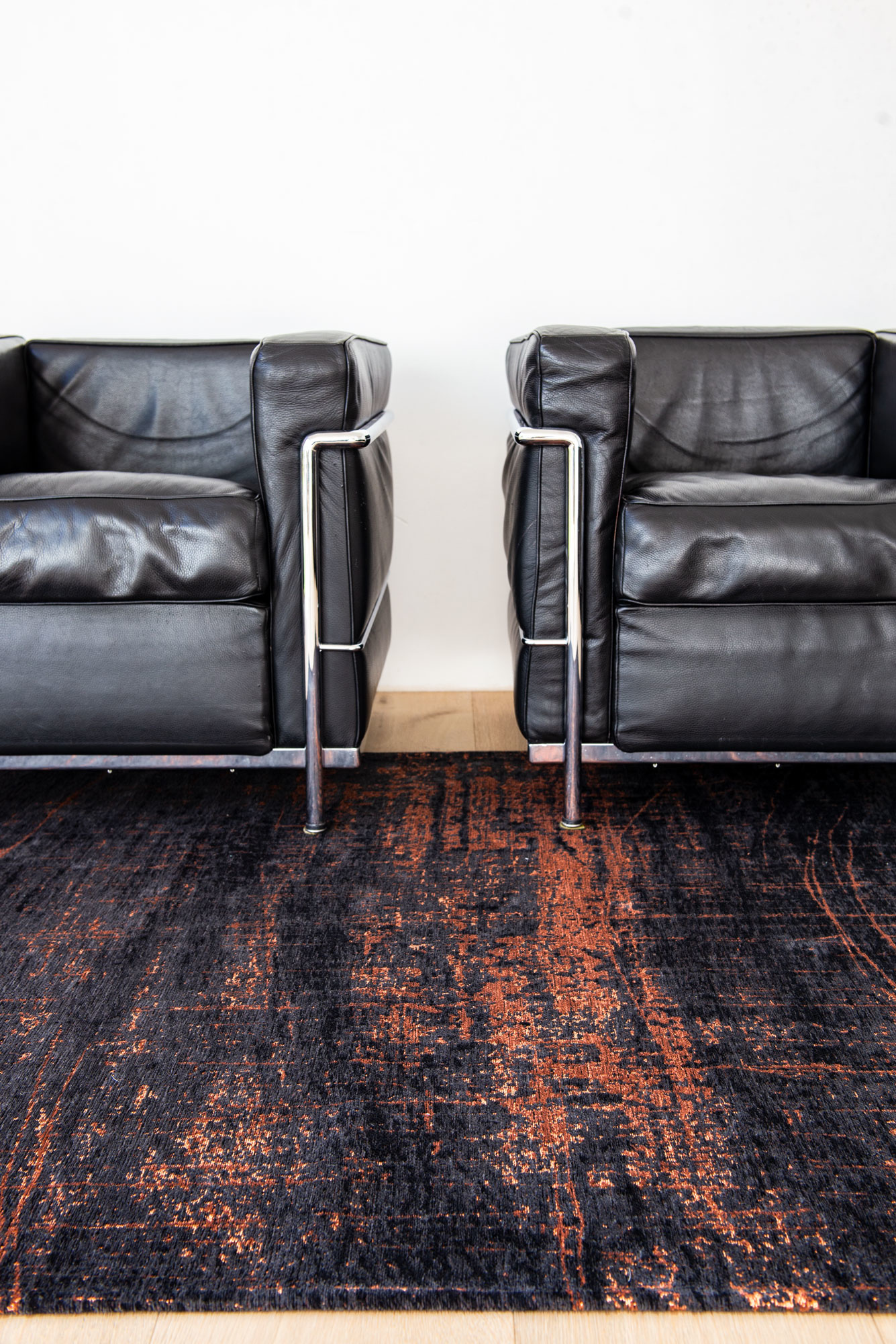 Abstract Indoor Black & Orange Rug ☞ Size: 80 x 150 cm