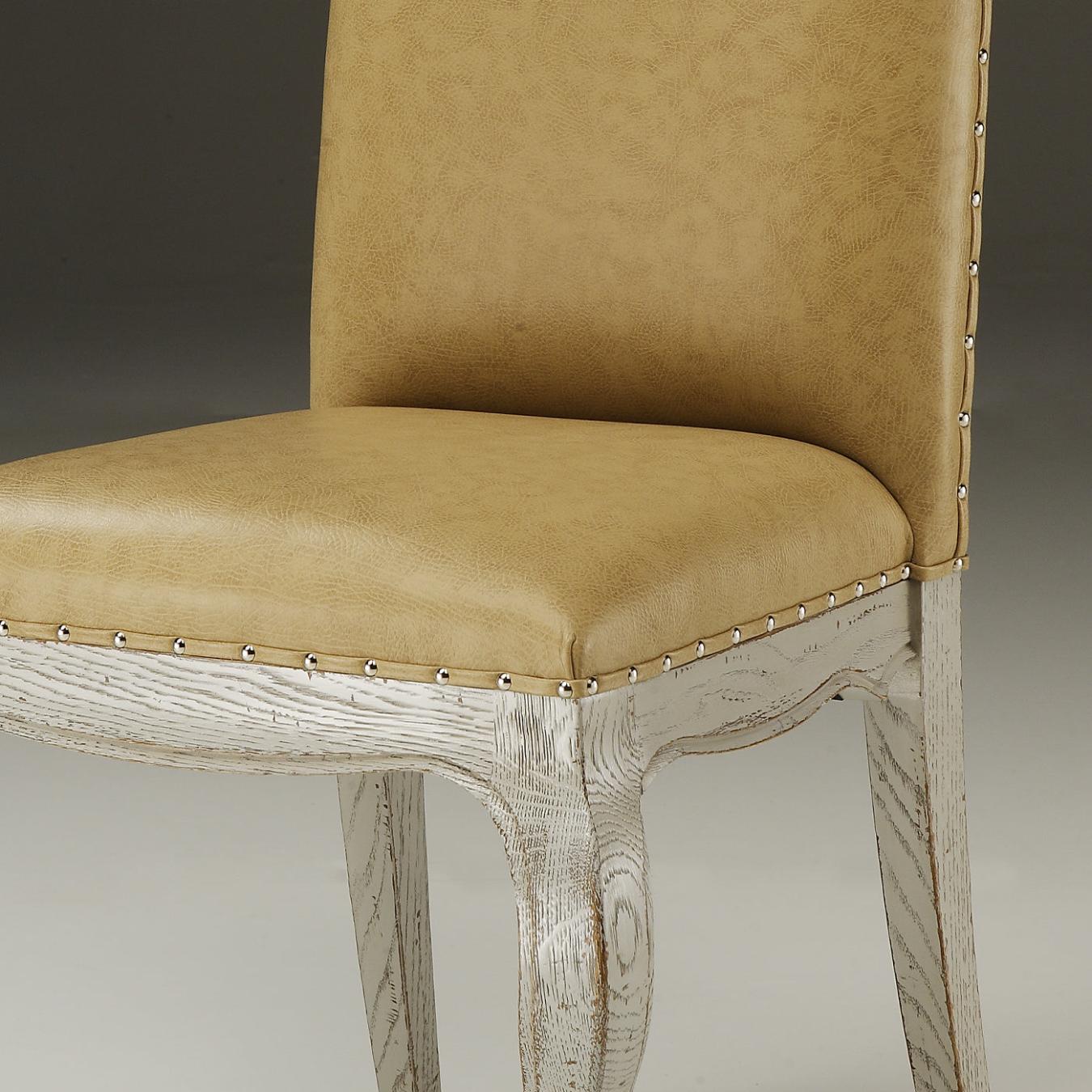 Classic Beige Leather Upholstered Chair