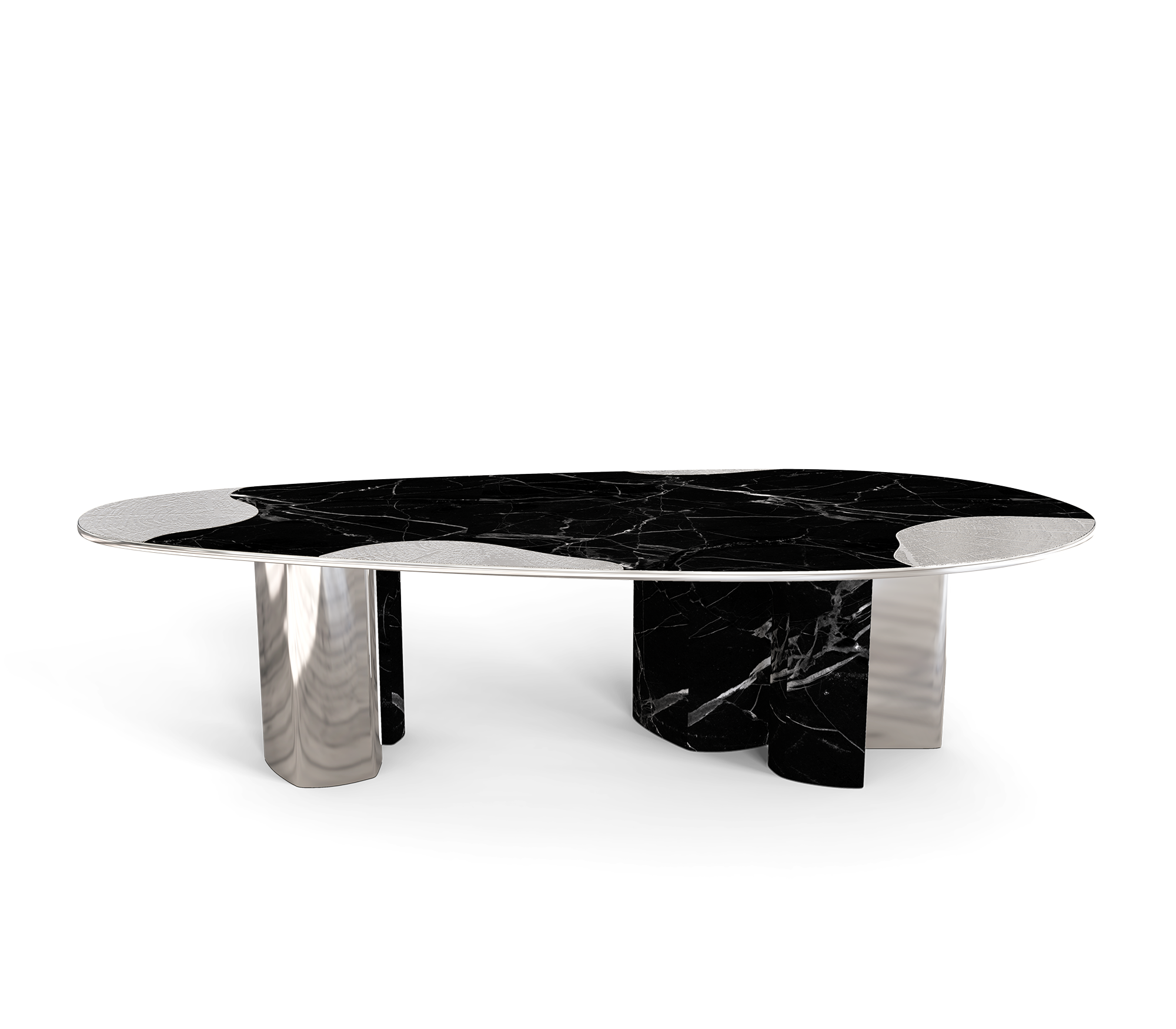 Marble & Silver Luxe Dining Table