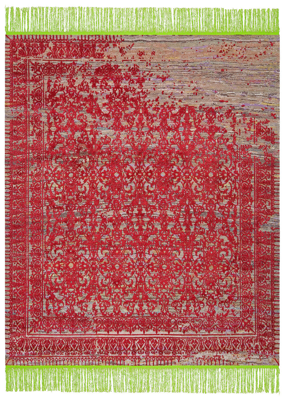 Ferrara Hand-woven Green / Red Luxury Rug | Size: 200 x 300 cm