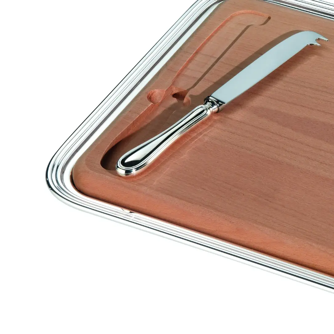 Silver-Plated Tray With Knife