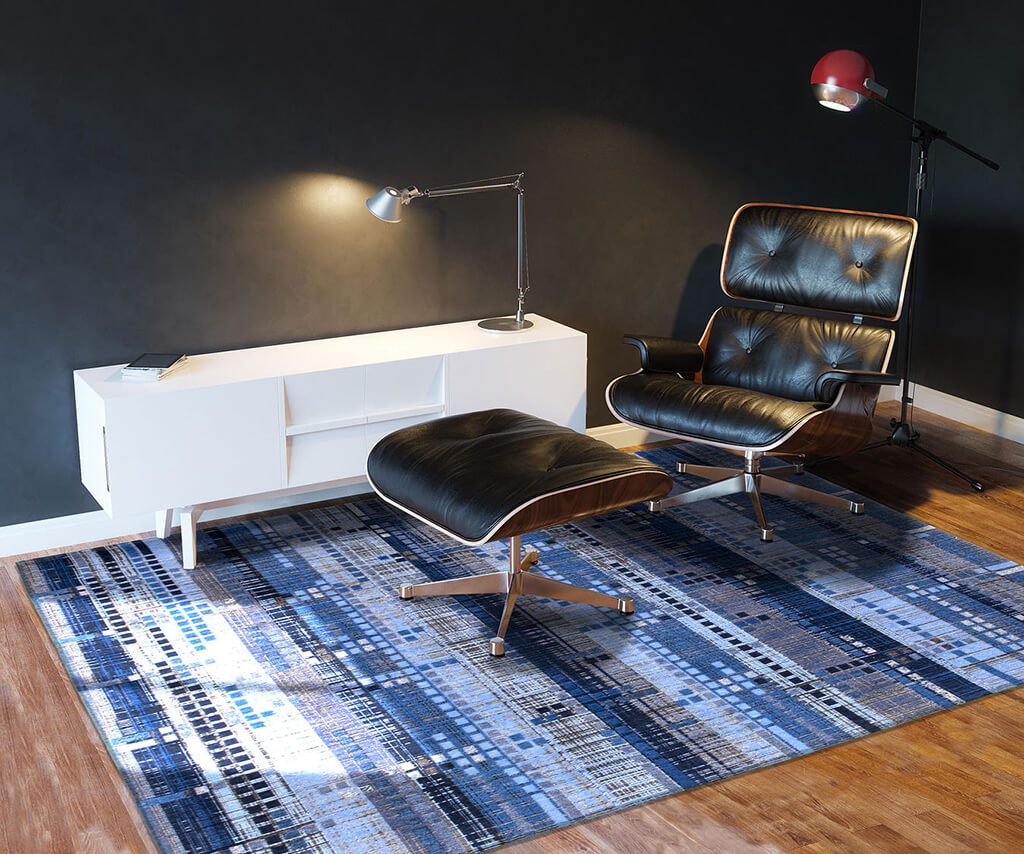 Rockefeller Blue Rug by Louis de Poortere | Size: 230 x 230 cm
