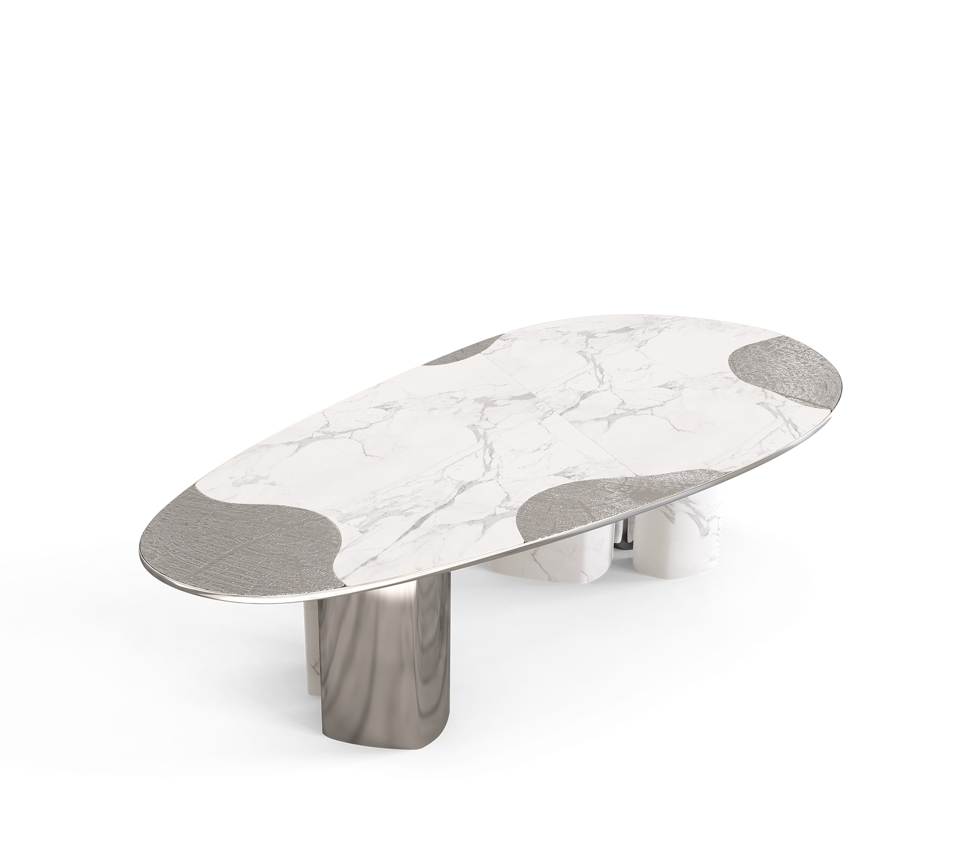 Marble & Silver Luxe Dining Table