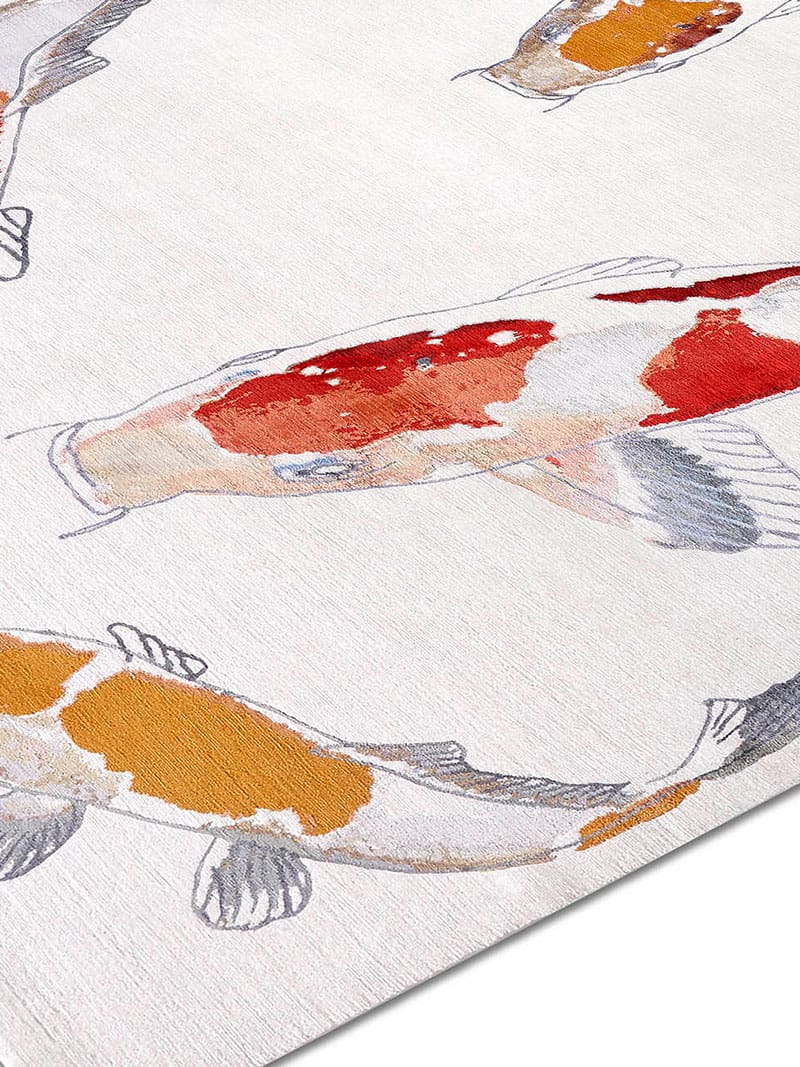Fish Original on White Luxury Hand-Woven Rug