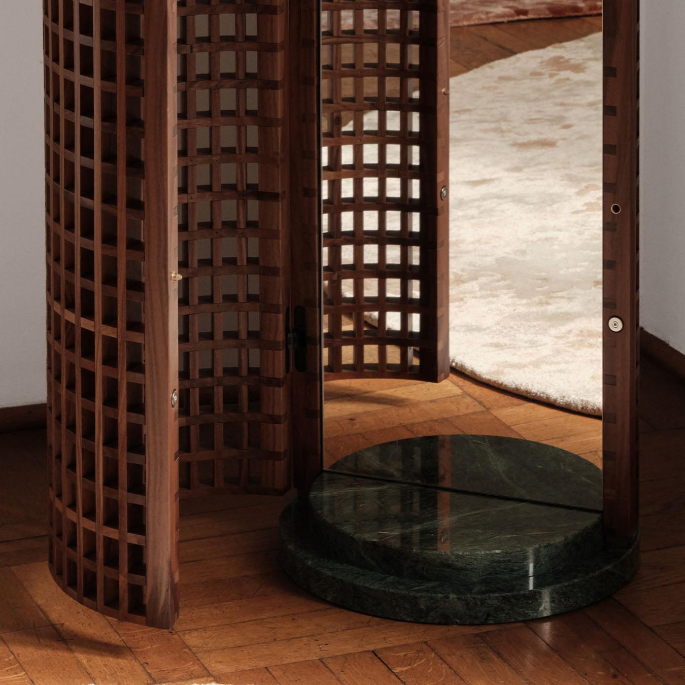 Marble & Walnut Floor Mirror