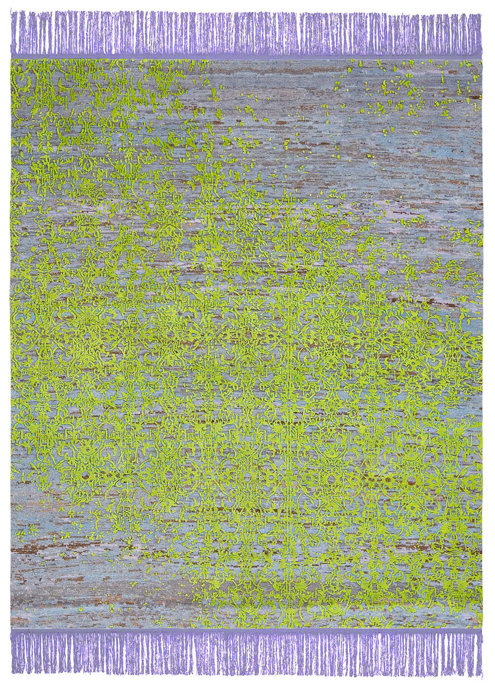 Violet / Green Hand-woven Faded Luxury Rug ☞ Size: 200 x 300 cm