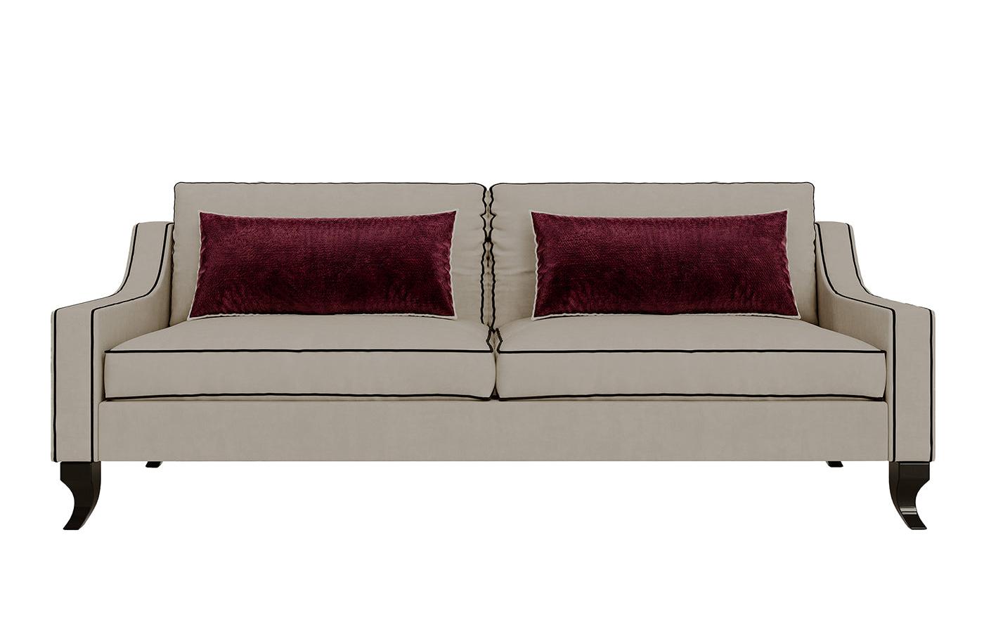 Beige 3-Seater Italian Sofa with Cushions