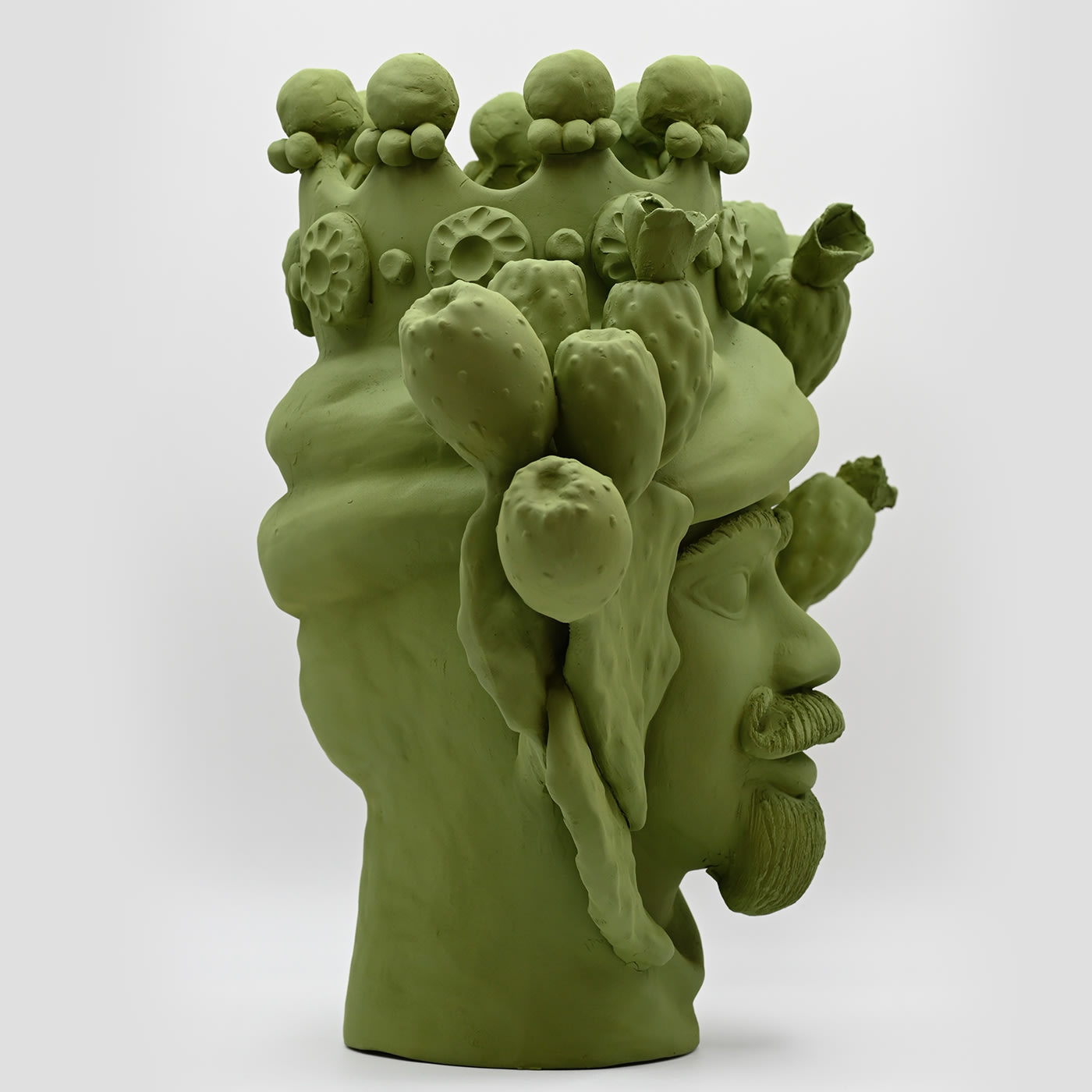Handcrafted Moor's Head Sculpture in Green