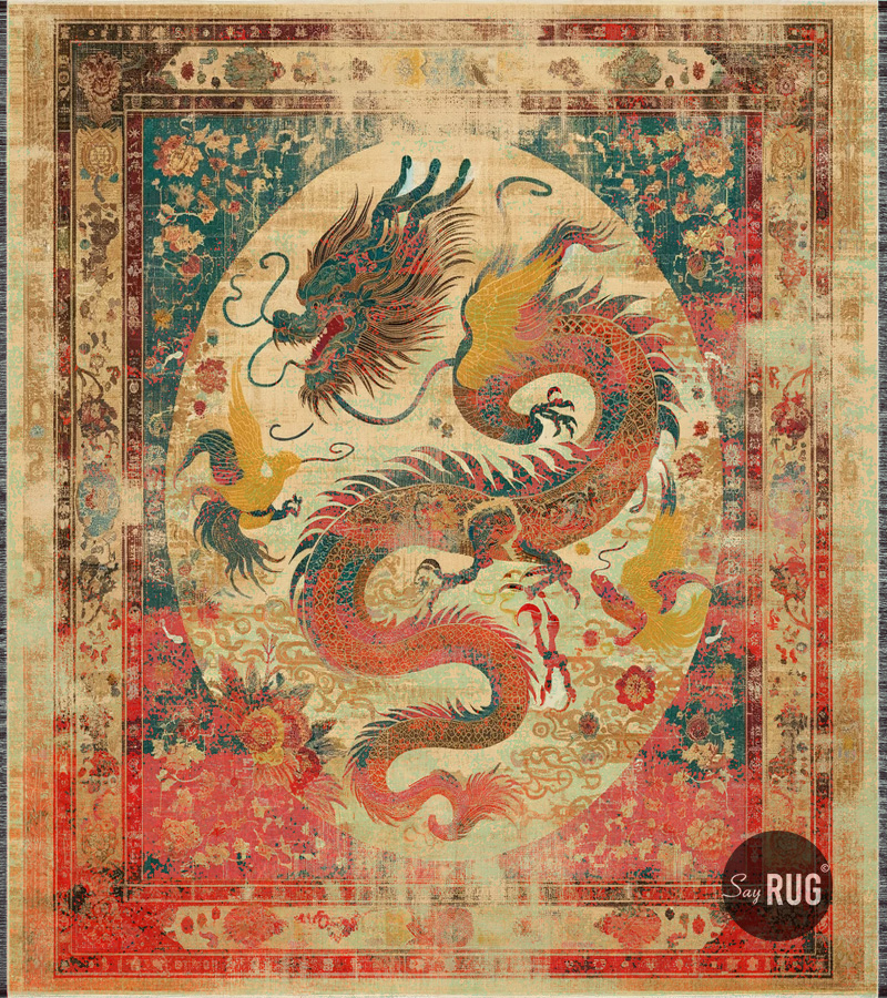 Samurai Faded Green Red Handwoven Designer Rug | Size: 200 x 300 cm