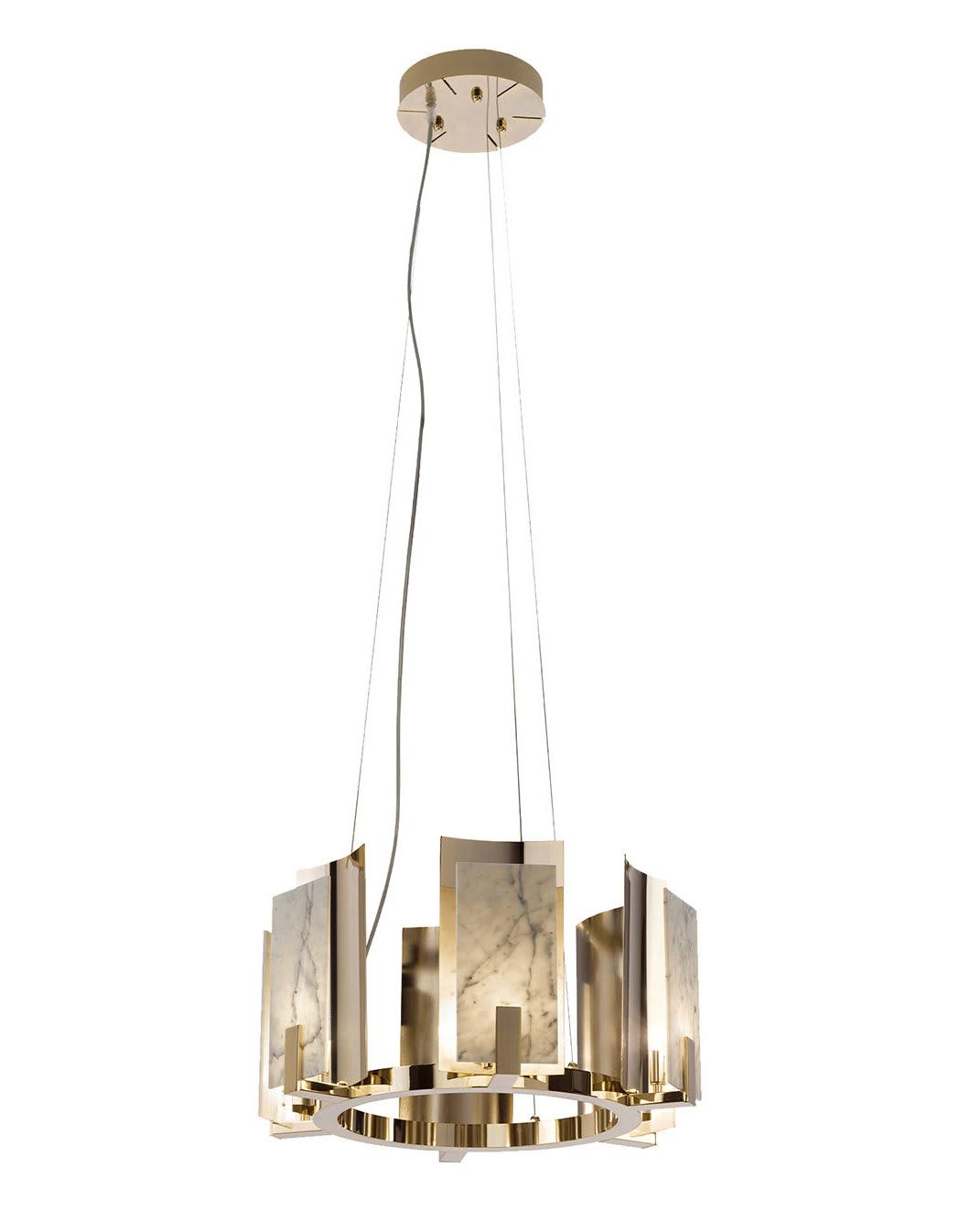 Carrara Marble Round Gold Chandelier