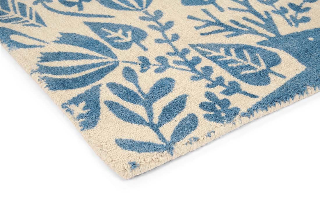 Blue & Beige Handwoven NZ Wool Rug