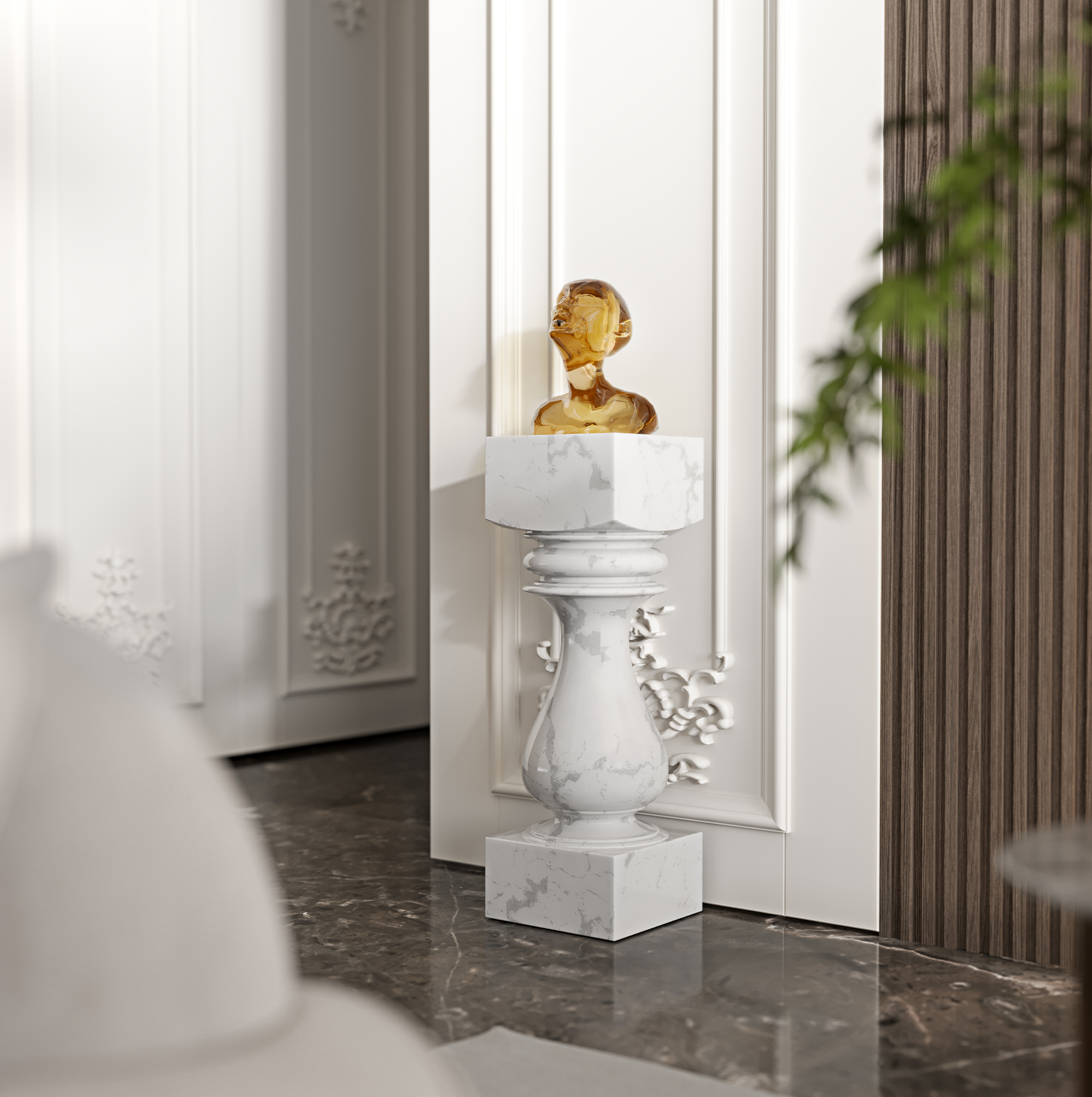 Obsidian Pedestal Designer Table