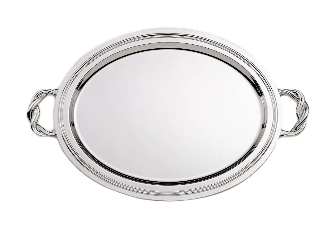 Oval Silver-Plated Tray With Handles
