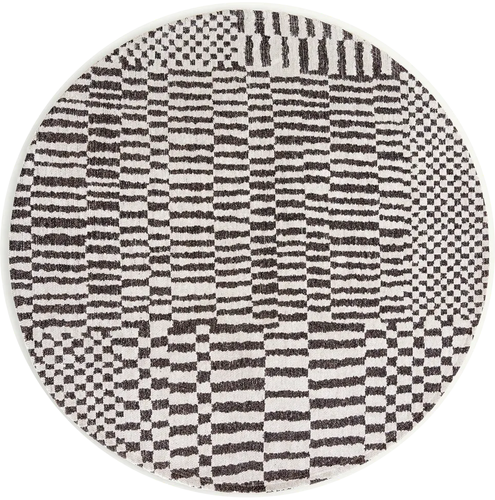 Monochrome Berber Pattern Round Rug | Size: Ø 240 cm