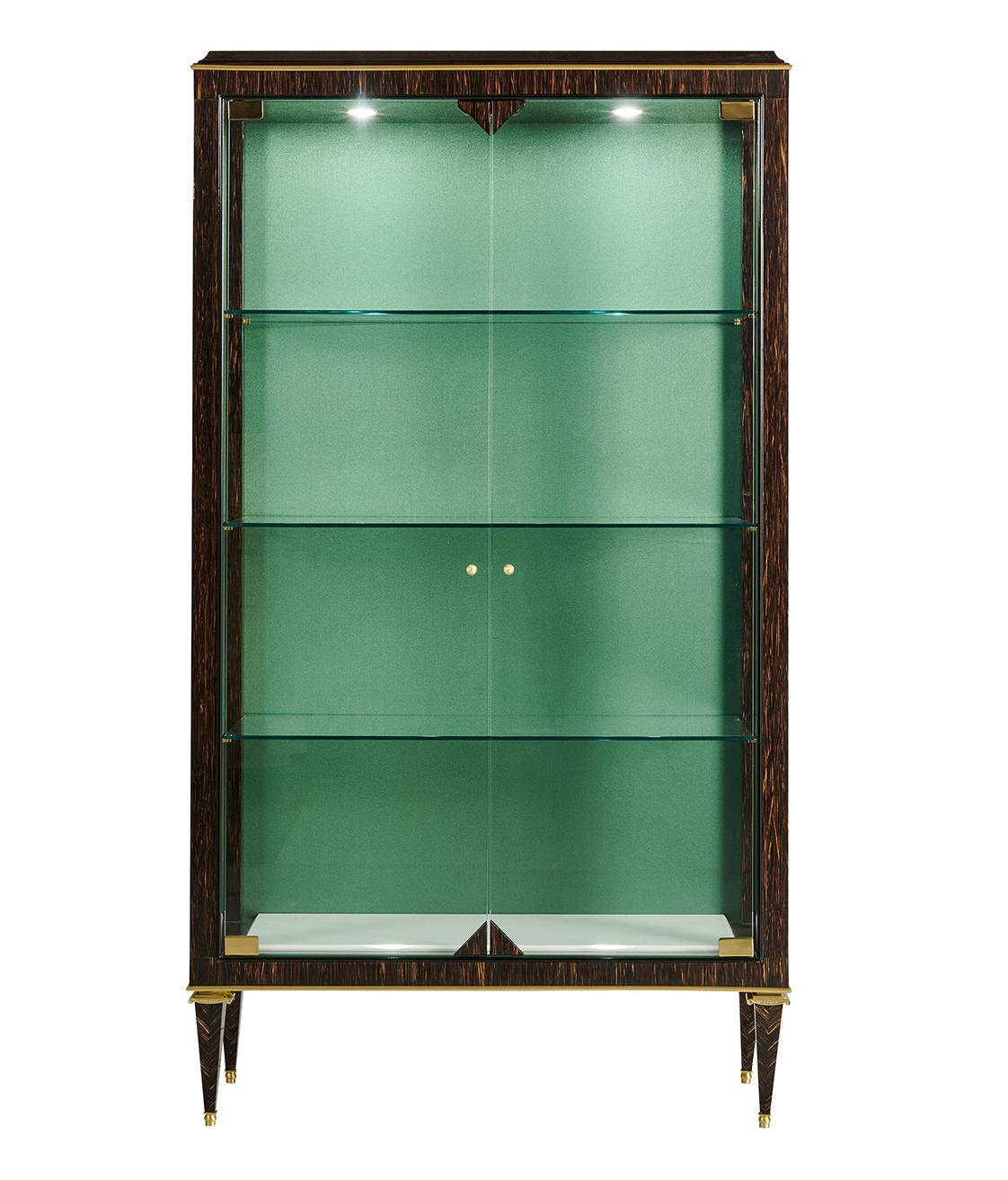 Palm Wood Brass Accents Cabinet