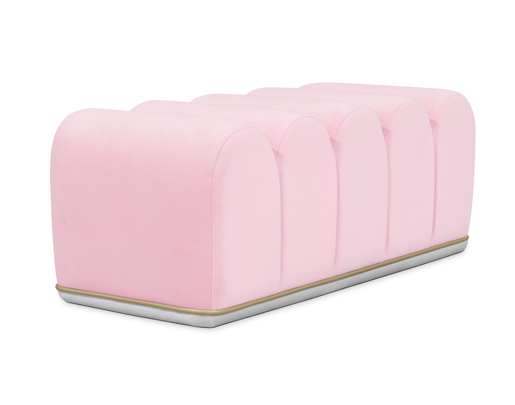 Sweet Swirl Pink Velvet Bench