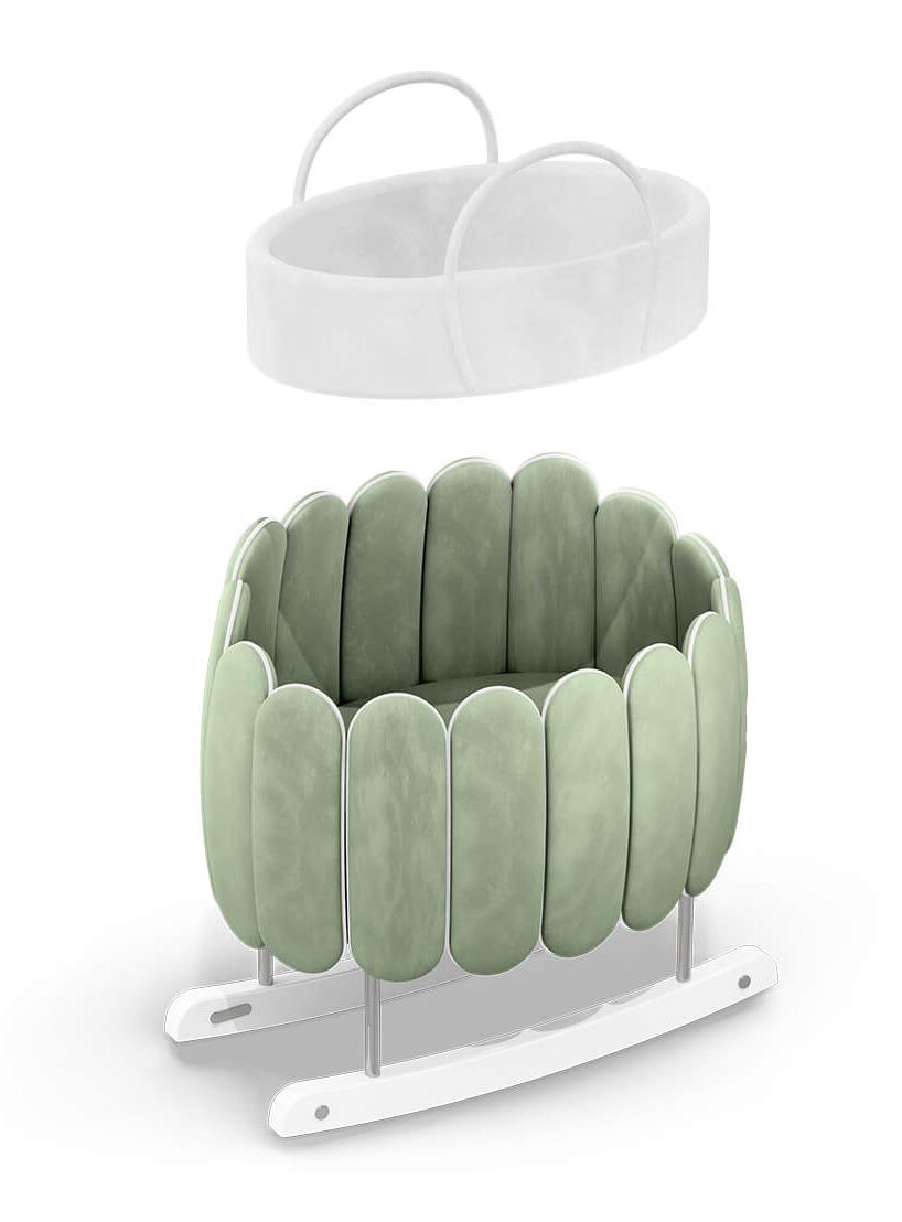 Lotus Gentle Green Rocking Crib