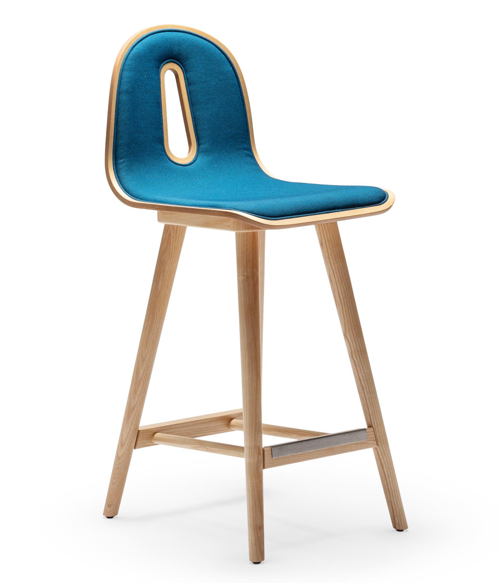 Gotham Woody Blue Bar Stool
