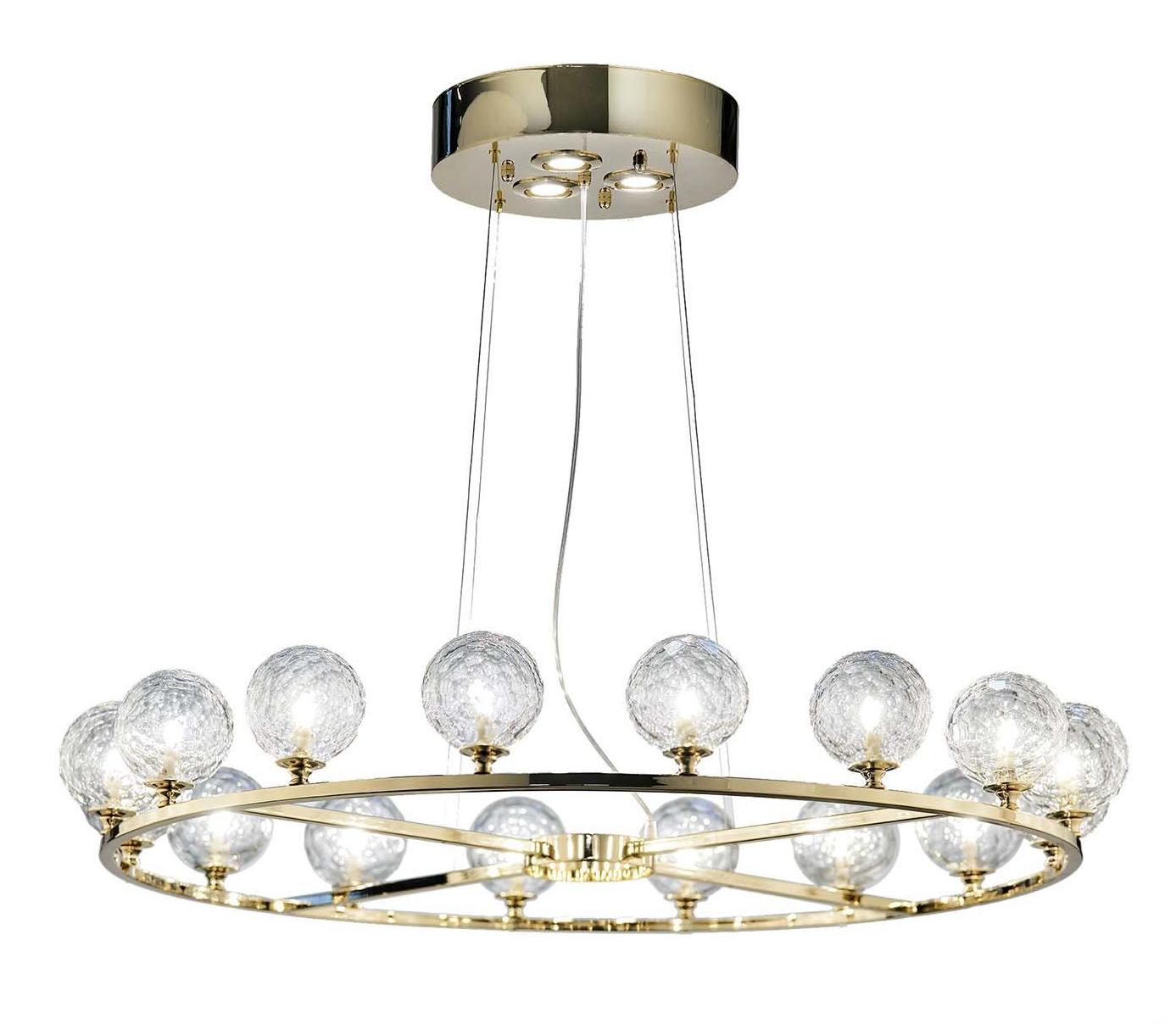 Polished Gold Hand-Cut Crystal Chandelier