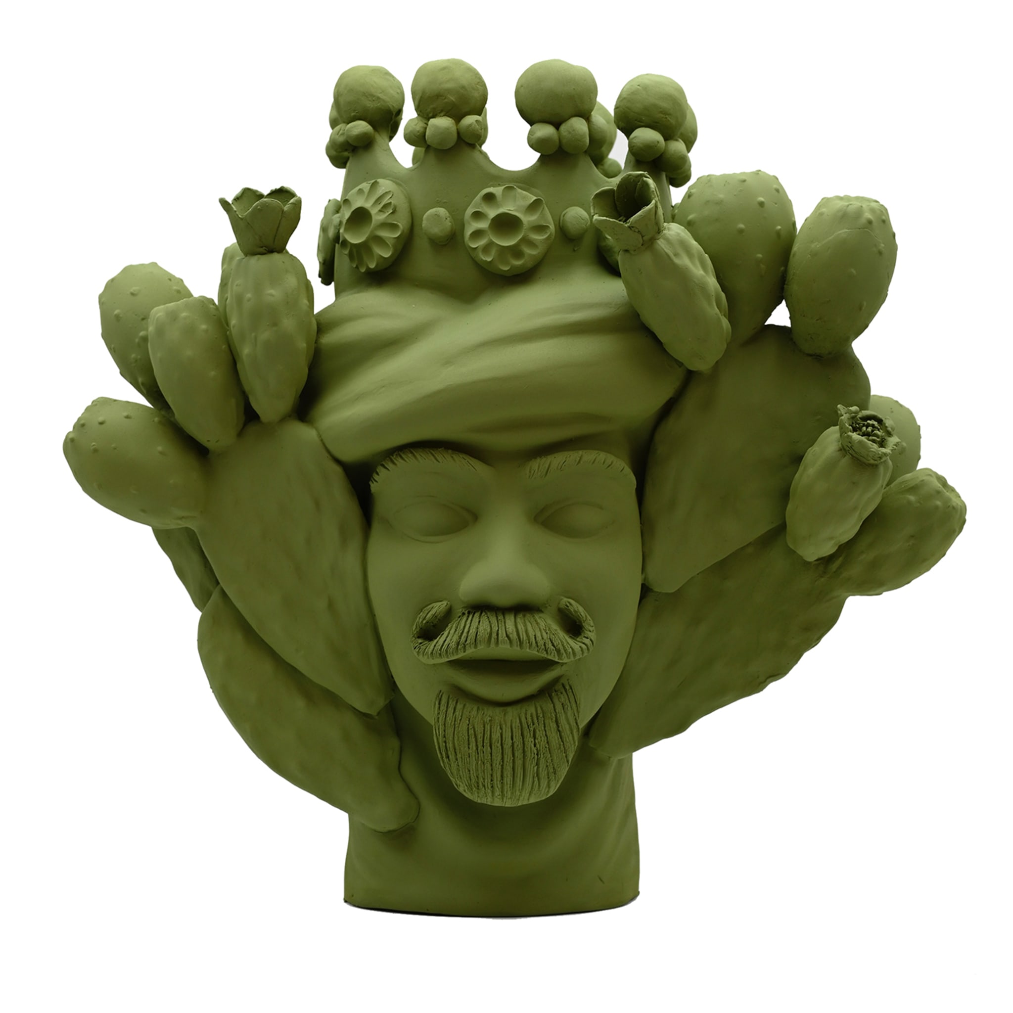 Handcrafted Moor's Head Sculpture in Green