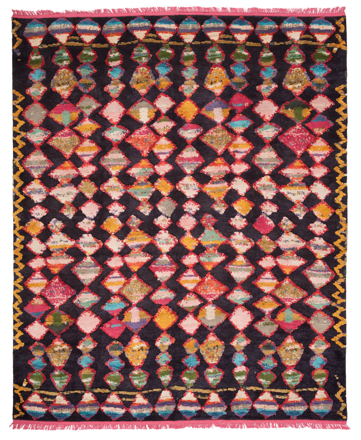 Luxurious Wool & Silk Hand-Woven Multicolored Rug