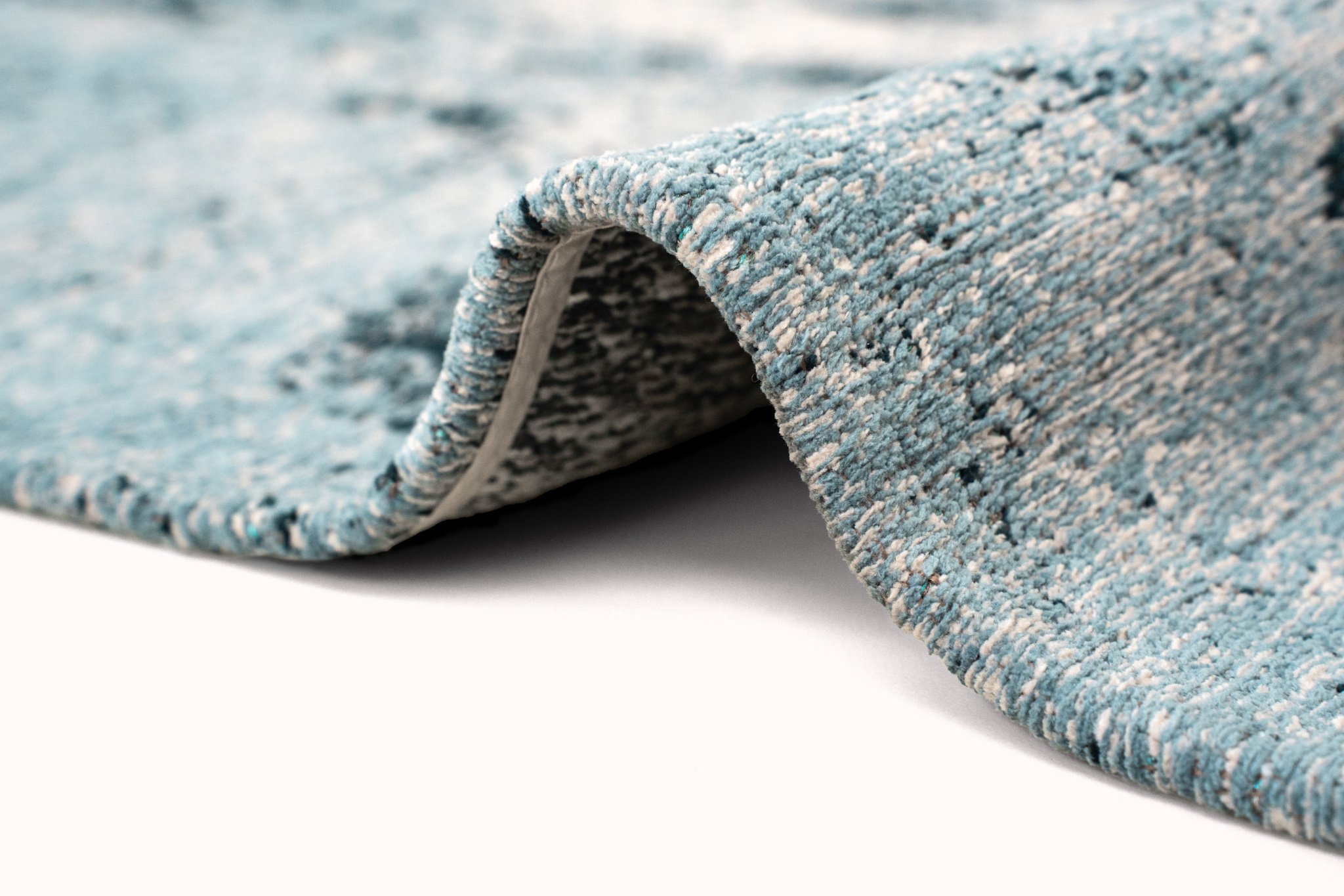 Cool Blue-Green Textured Round Rug | Size: Ø 240 cm