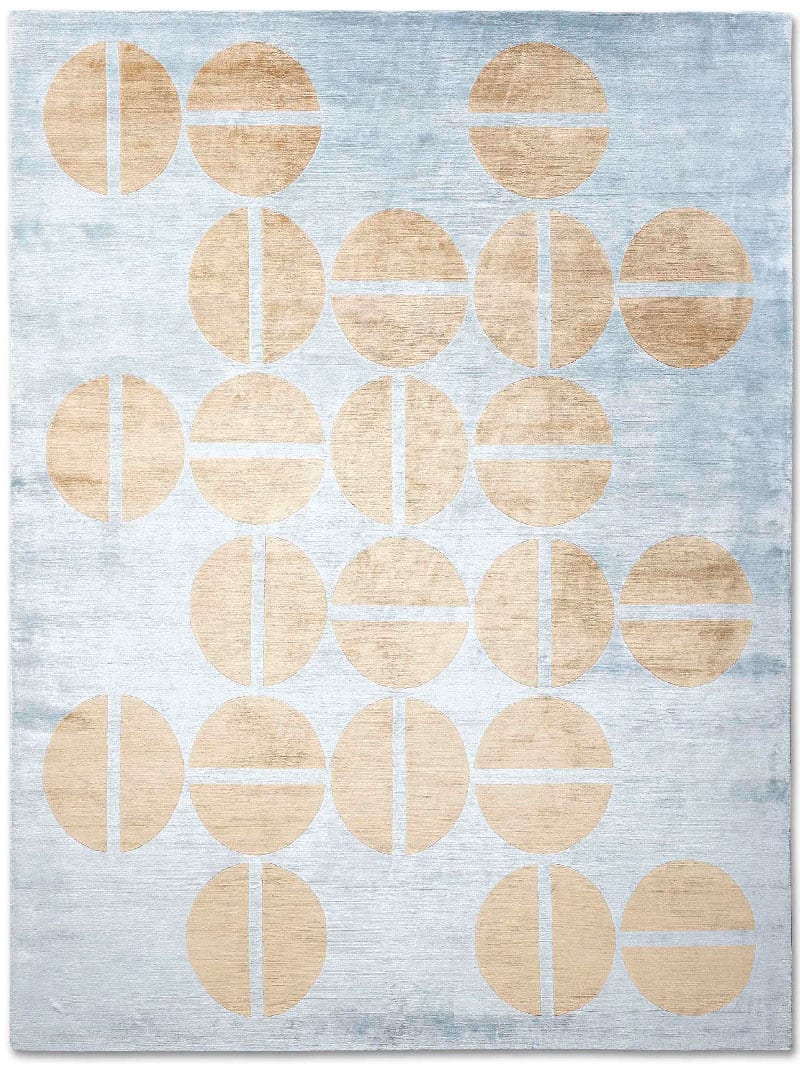 Gold / Blue Handwoven Luxury Rug