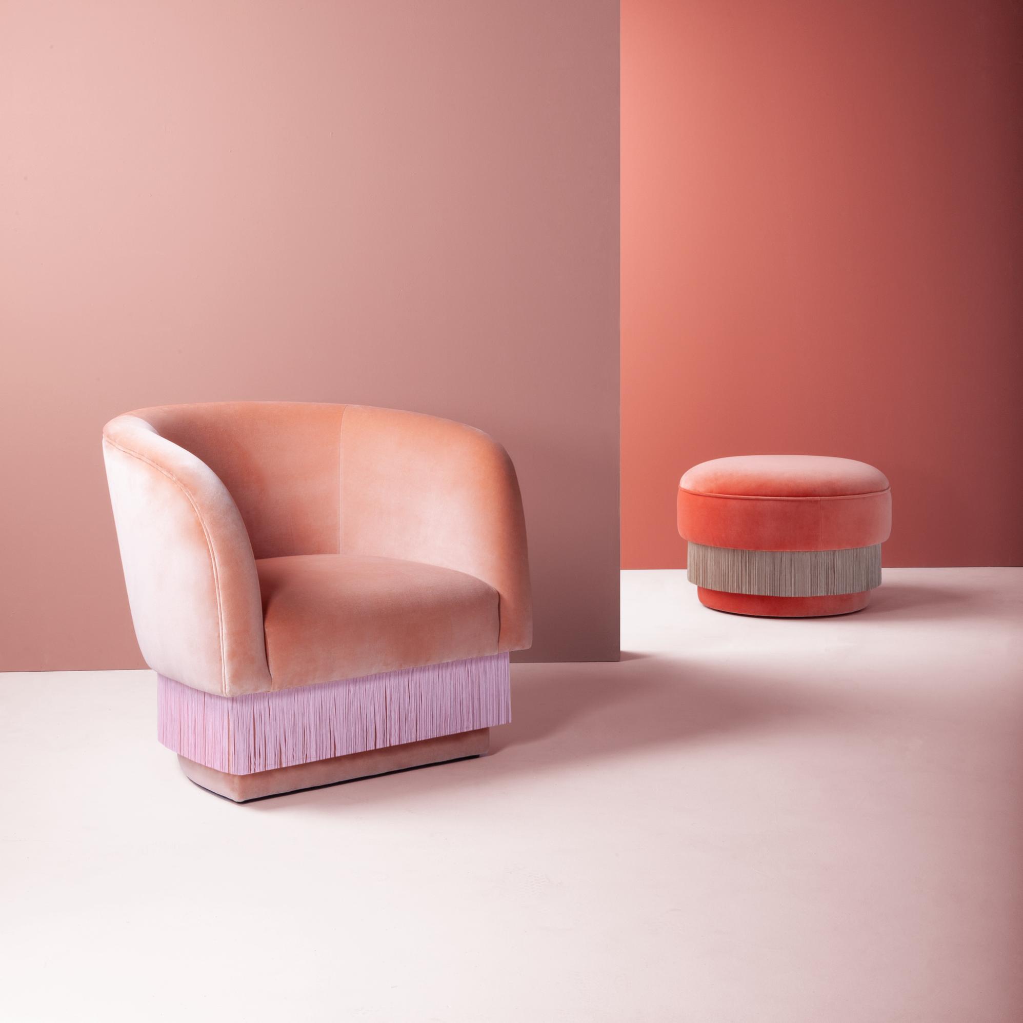 La Folie Yellow Round Pouf