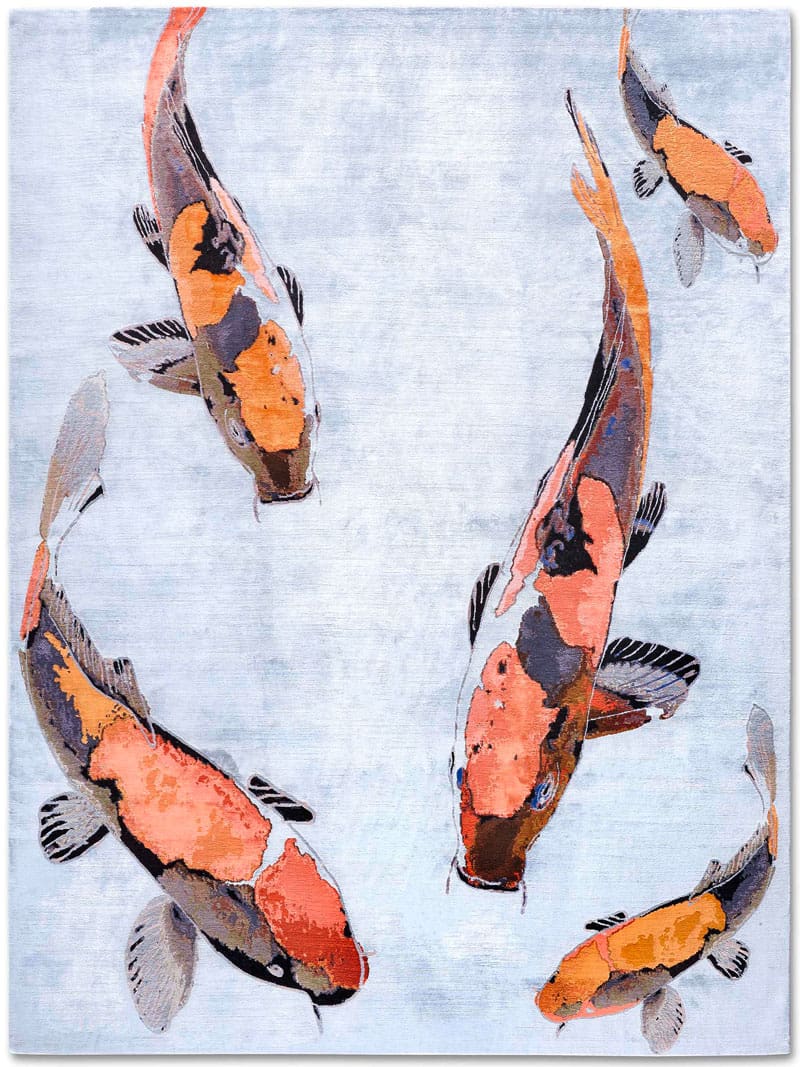 Fish Orange Luxury Hand-Woven Rug