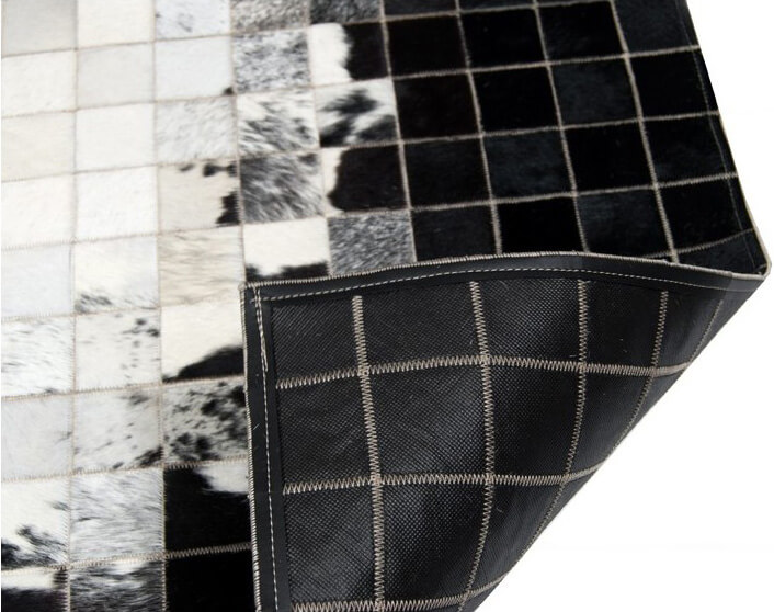 Mosaic Black & White Luxury Cowhide Rug
